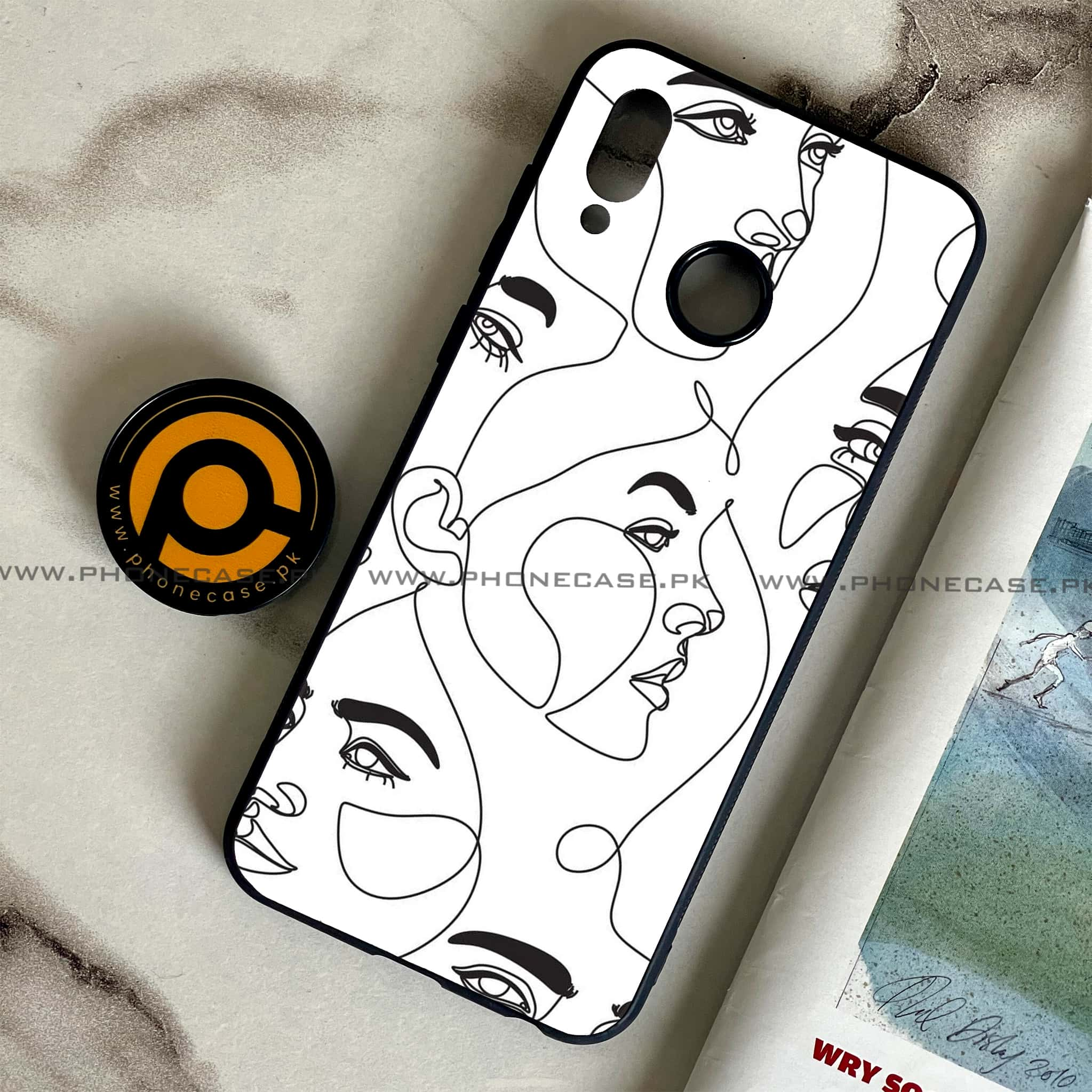 Huawei Honor Play - Girls Line Art Series - Premium Printed Glass soft Bumper shock Proof Case