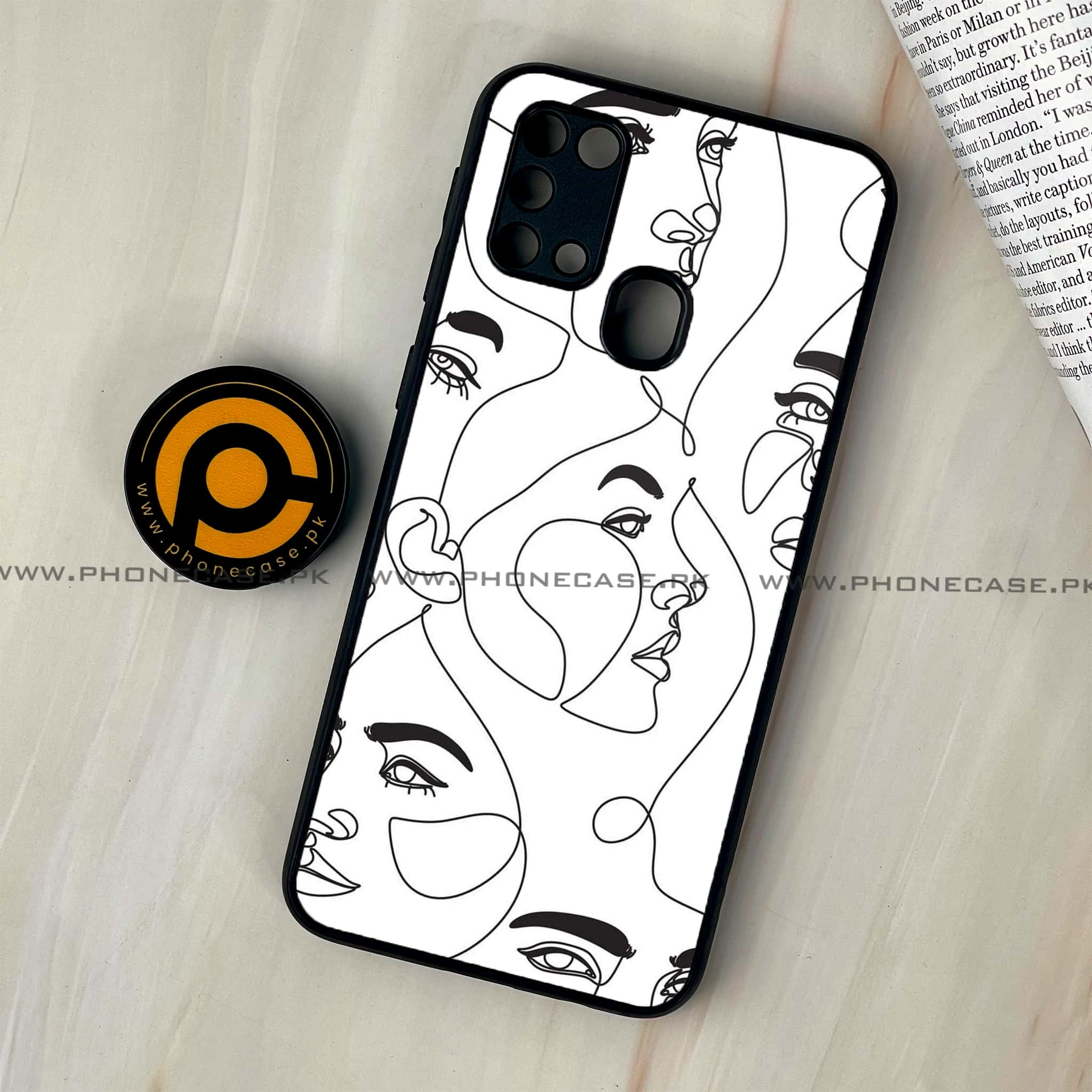 Galaxy M31 - Girls Line Art Series - Premium Printed Glass soft Bumper shock Proof Case