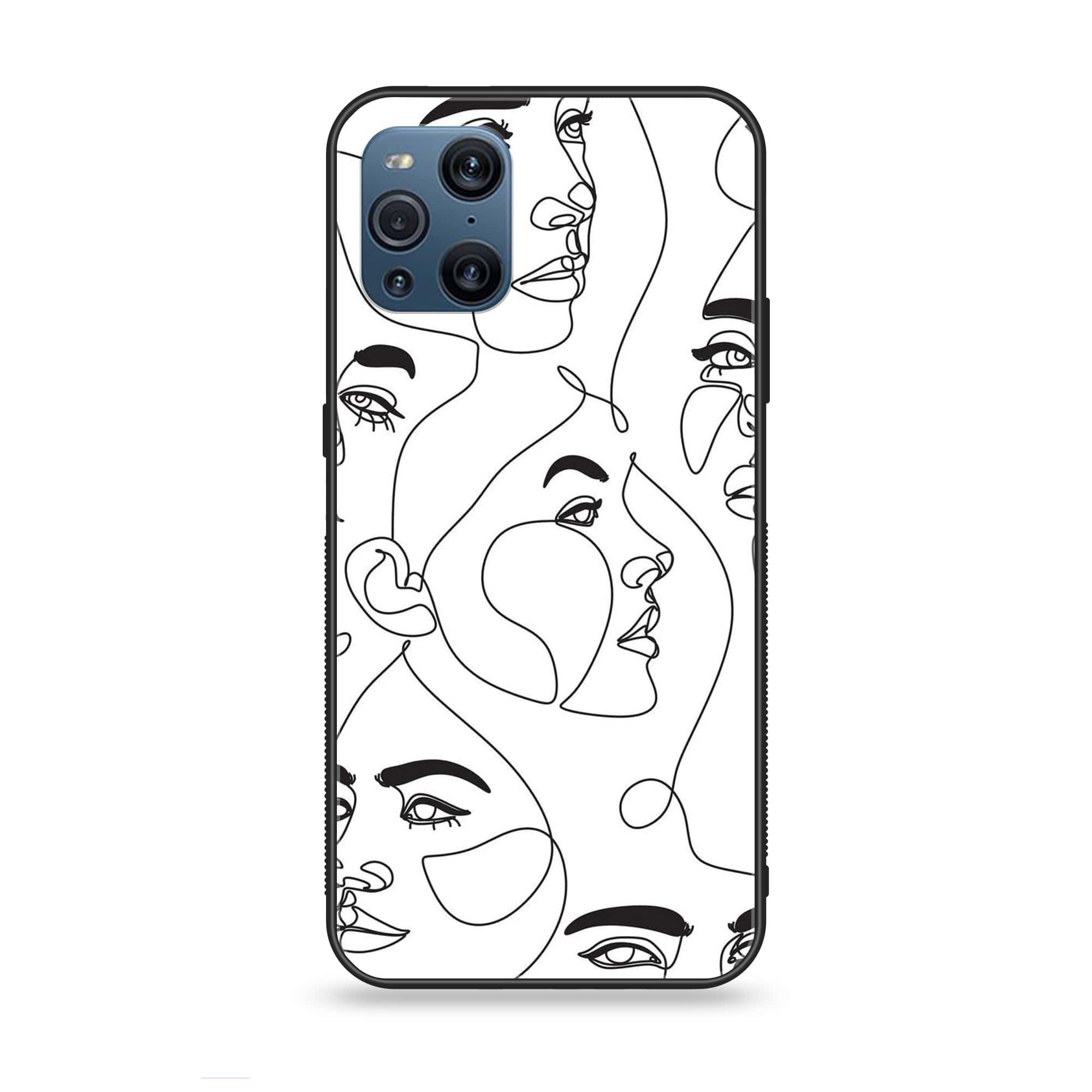 Oppo Find X3 - Girl line art Series - Premium Printed Glass soft Bumper shock Proof Case