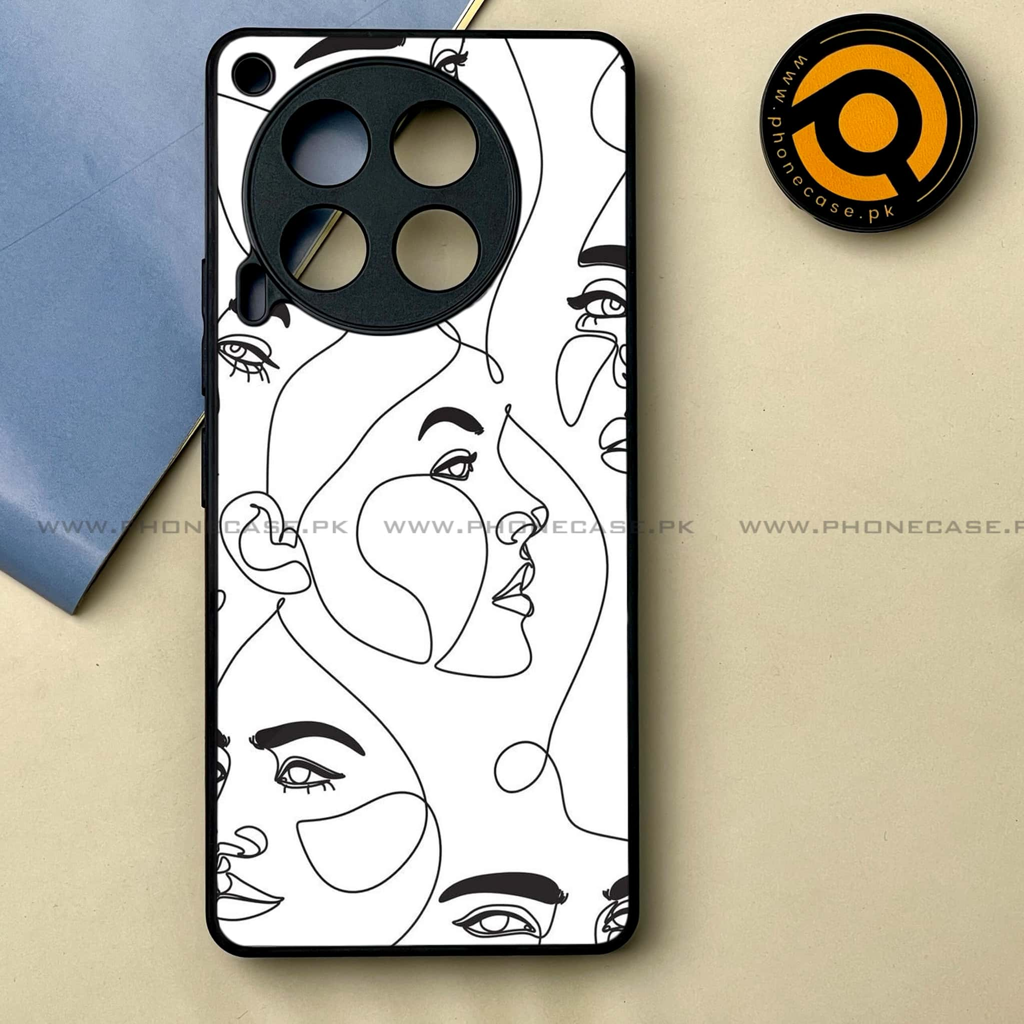 Tecno Camon 30 - Girls Line Art Series -  Premium Printed Metal soft Bumper shock Proof Case