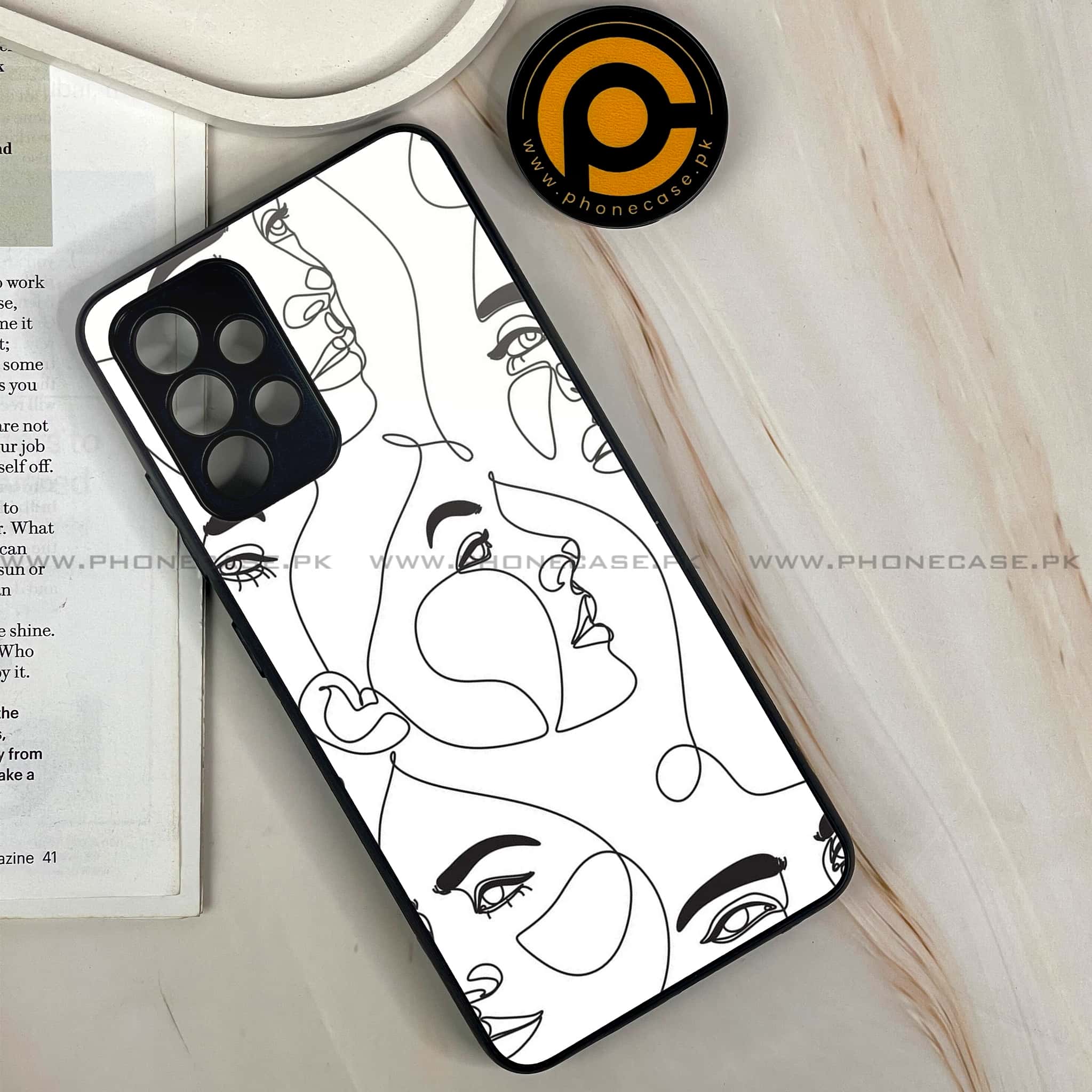 Samsung Galaxy A32 4G- Girls Line Art Series - Premium Printed Glass soft Bumper shock Proof Case