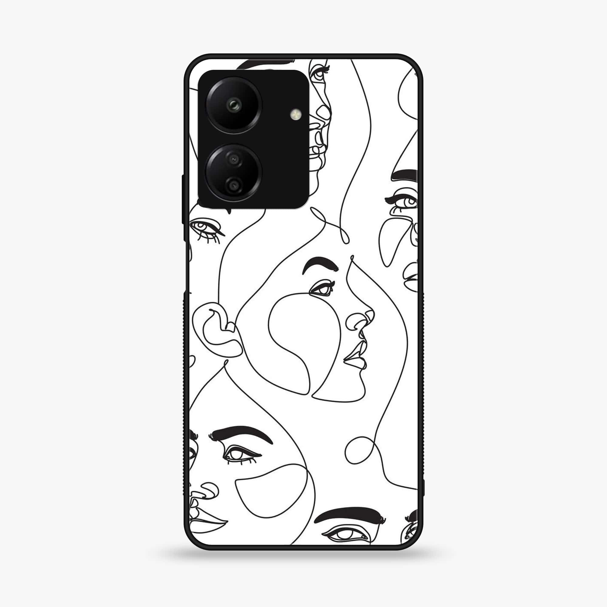 Xiaomi Poco C65 - Girls Line Art Series - Premium Printed Glass soft Bumper shock Proof Case