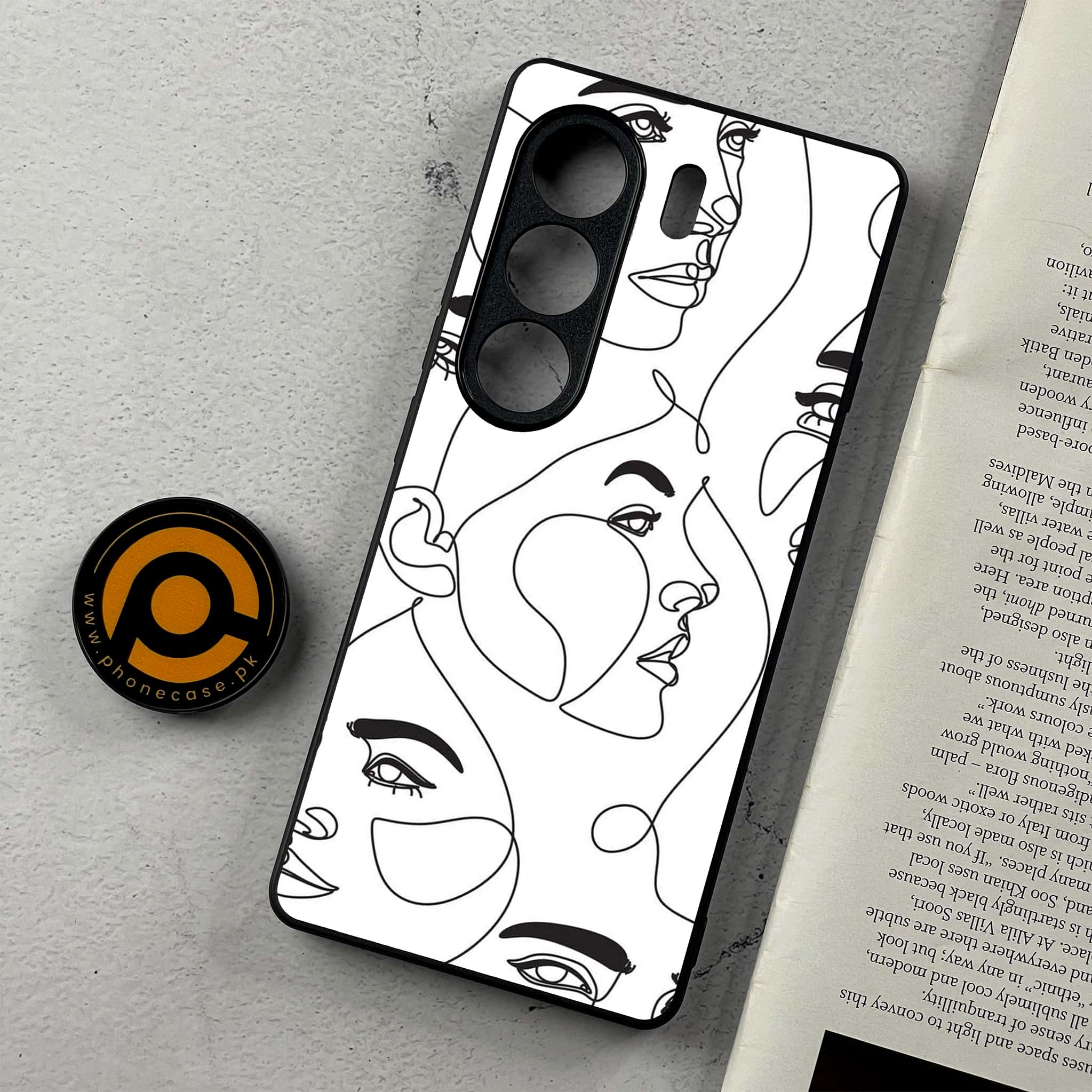 Tecno Camon 40 - Girls Line Art Series - Premium Metal Printed Soft Bumper Shockproof Case