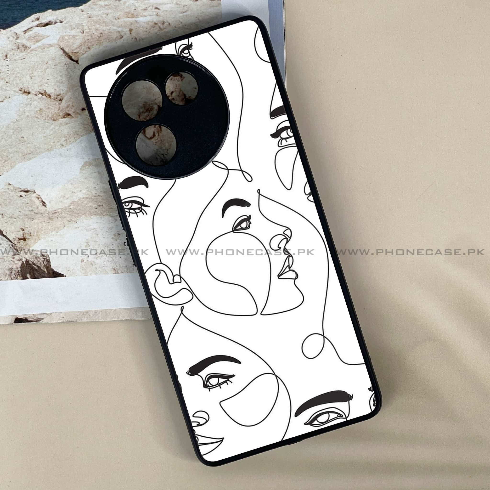 Vivo V30E - Girls Line Art Series - Premium Printed Metal soft Bumper shock Proof Case