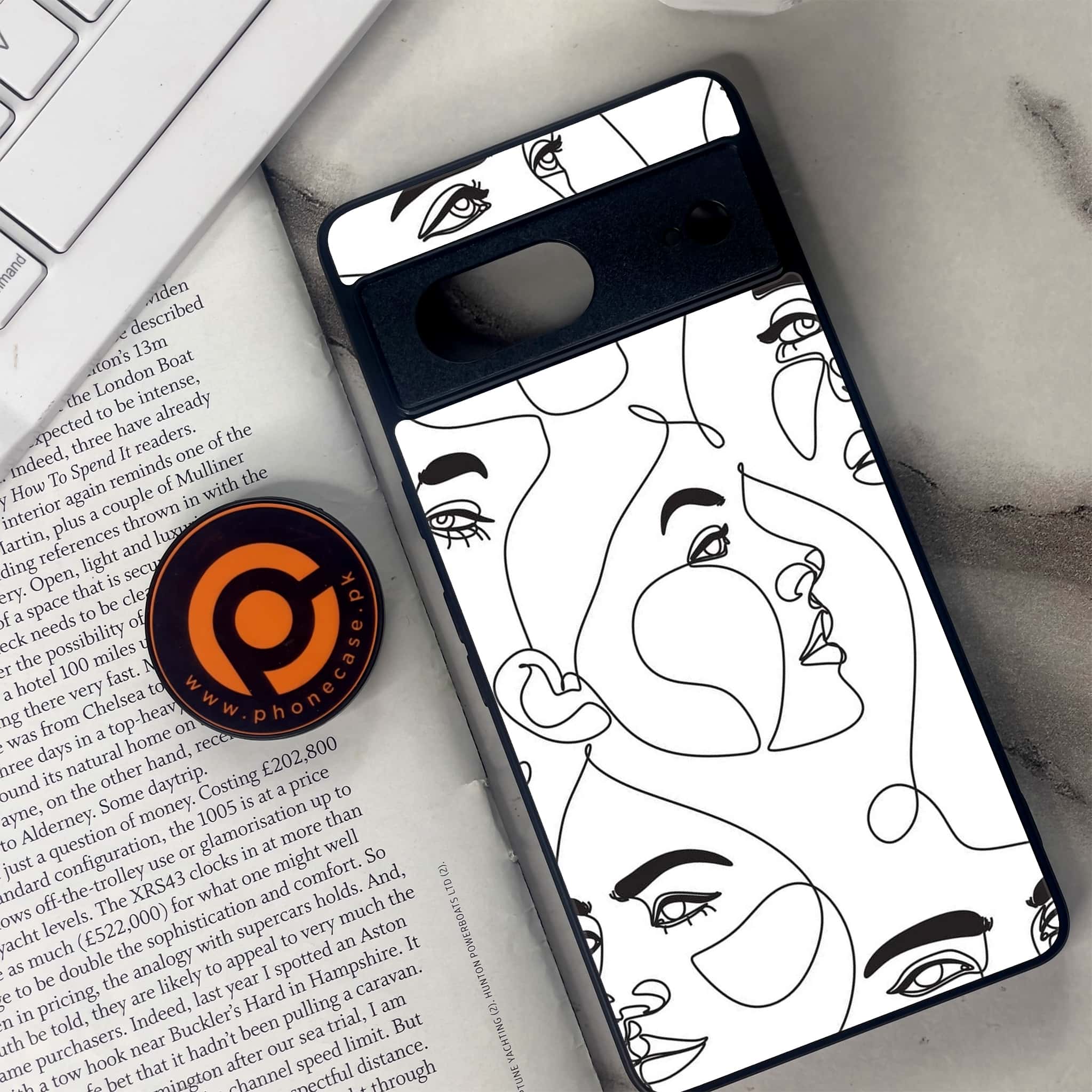 Google Pixel 7 - Girls Line Art Series - Premium Metal Printed soft Bumper Shock Proof Case
