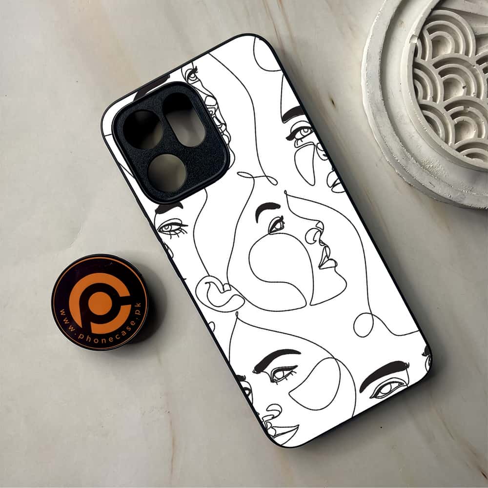 Oppo Reno 14F - Girls Line Art Series - Premium Metal Printed Soft Bumper Shockproof Case