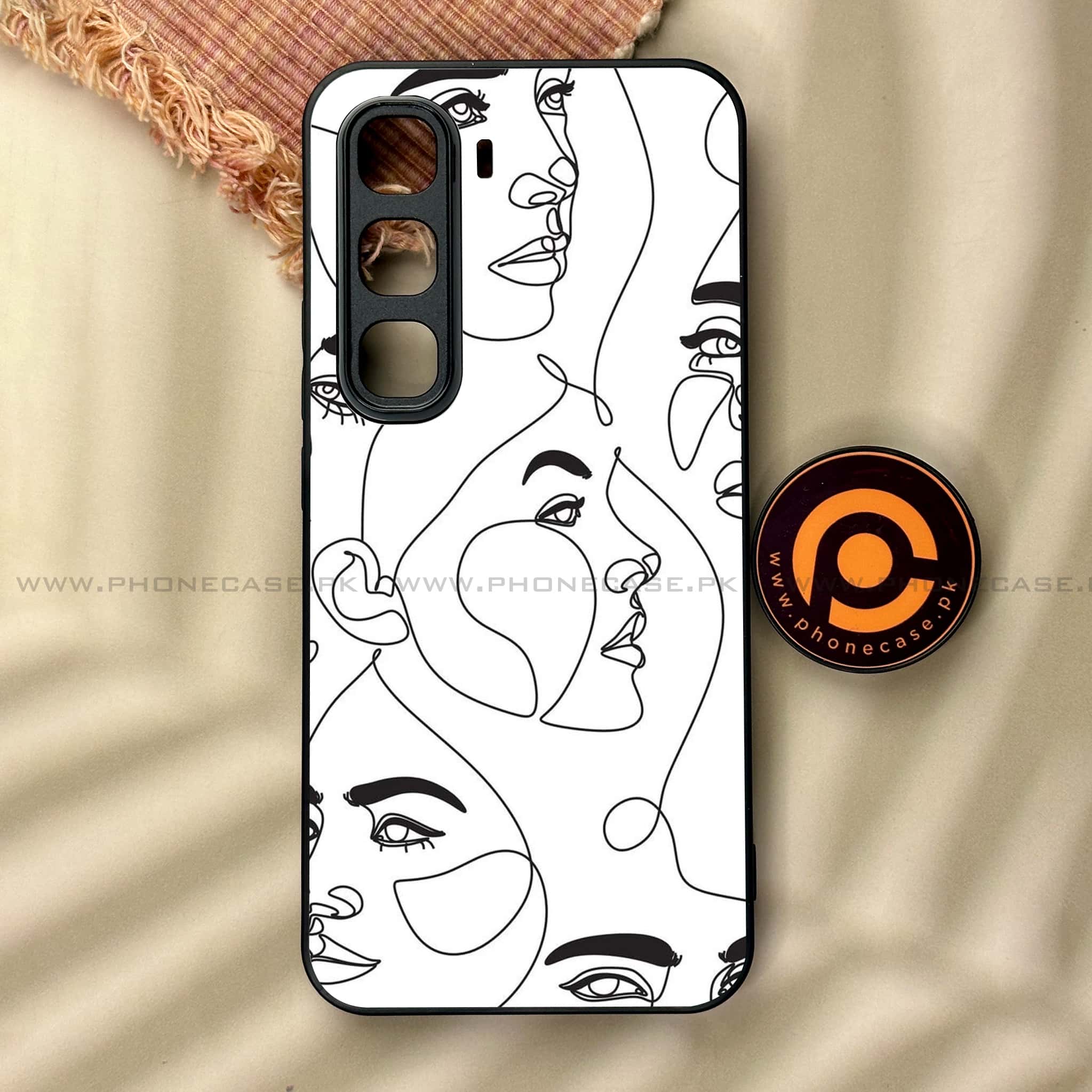 Infinix Hot 60 Pro - Girls Line Art Series - Premium Metal Printed soft Bumper shock Proof Case