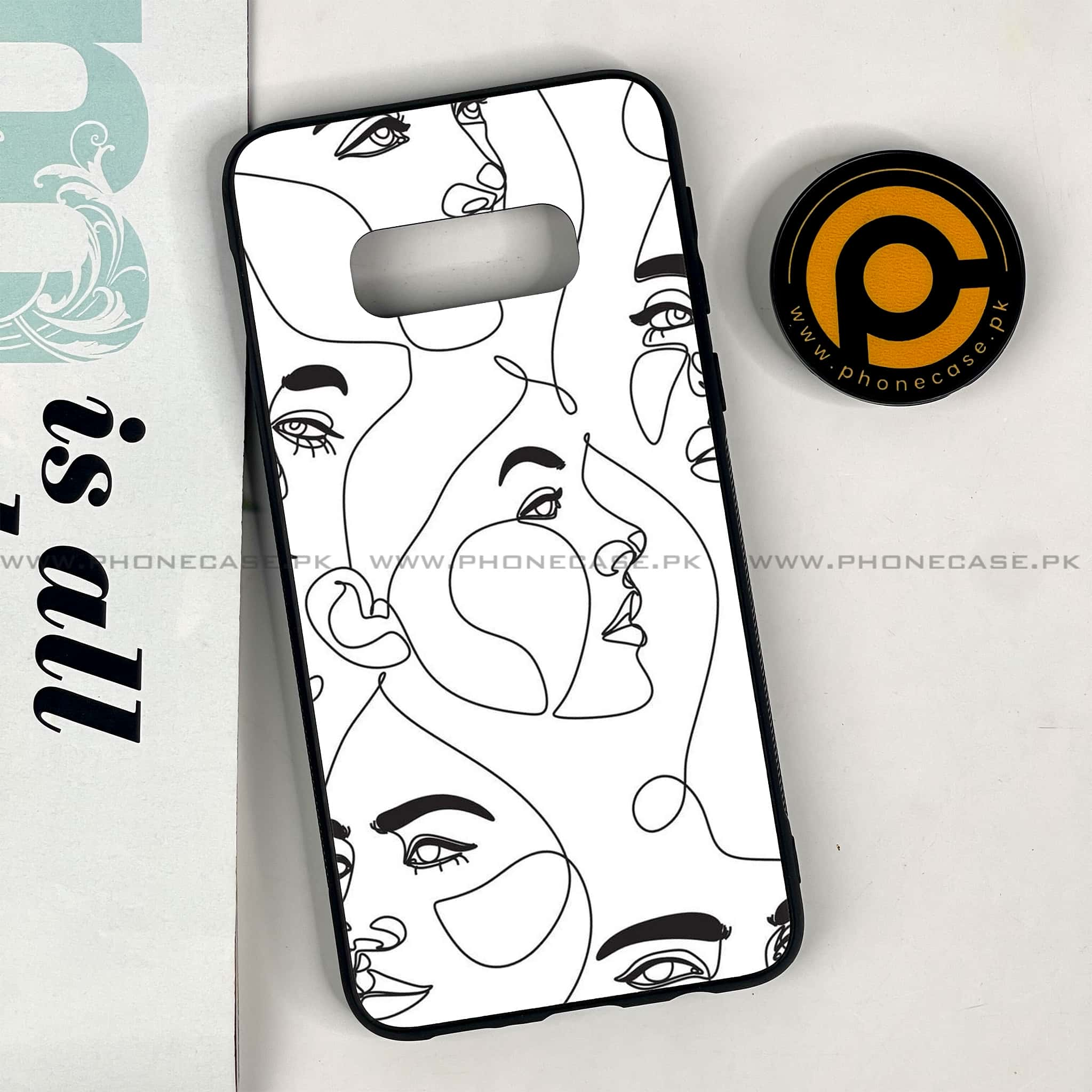 Galaxy S10e - Girls Line Art Series - Premium Printed Glass soft Bumper shock Proof Case