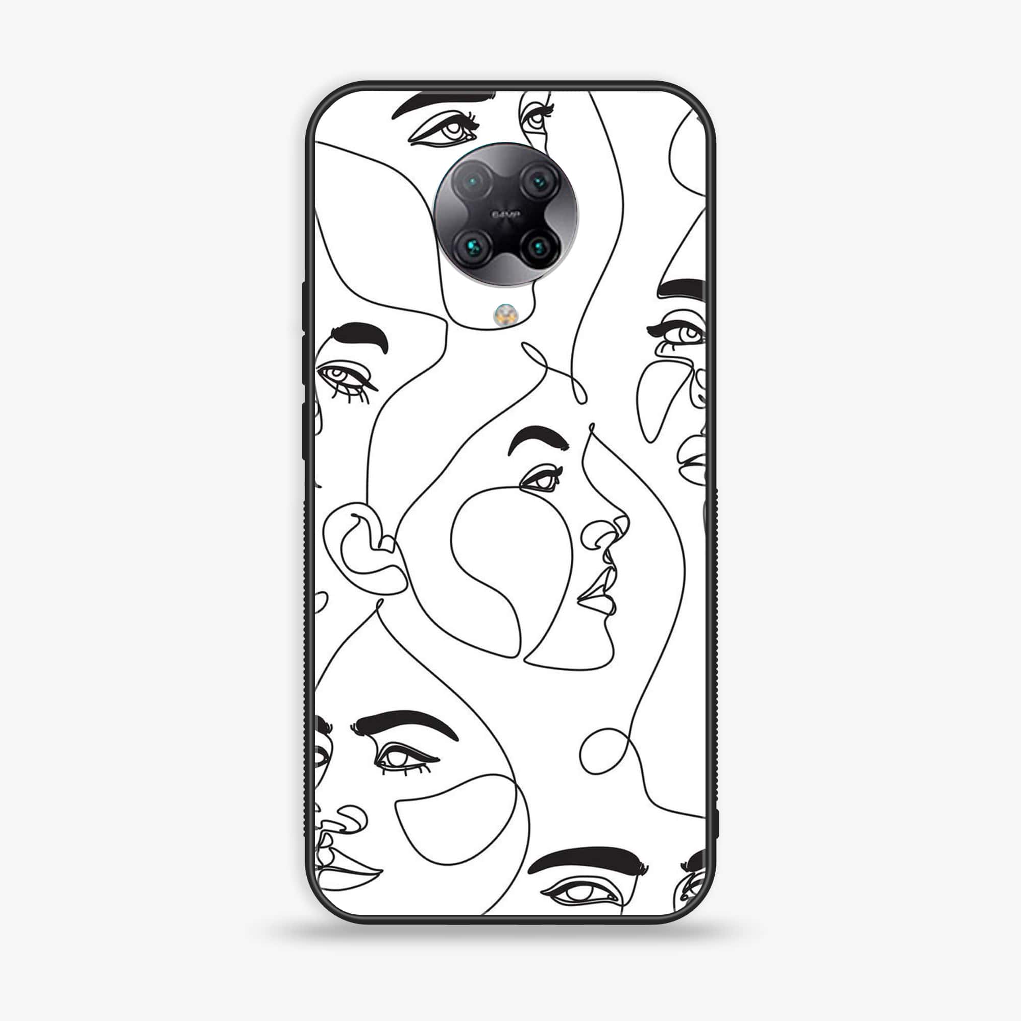 Xiaomi Poco F2 Pro - Girl Line Art Series - Premium Printed Glass soft Bumper shock Proof Case