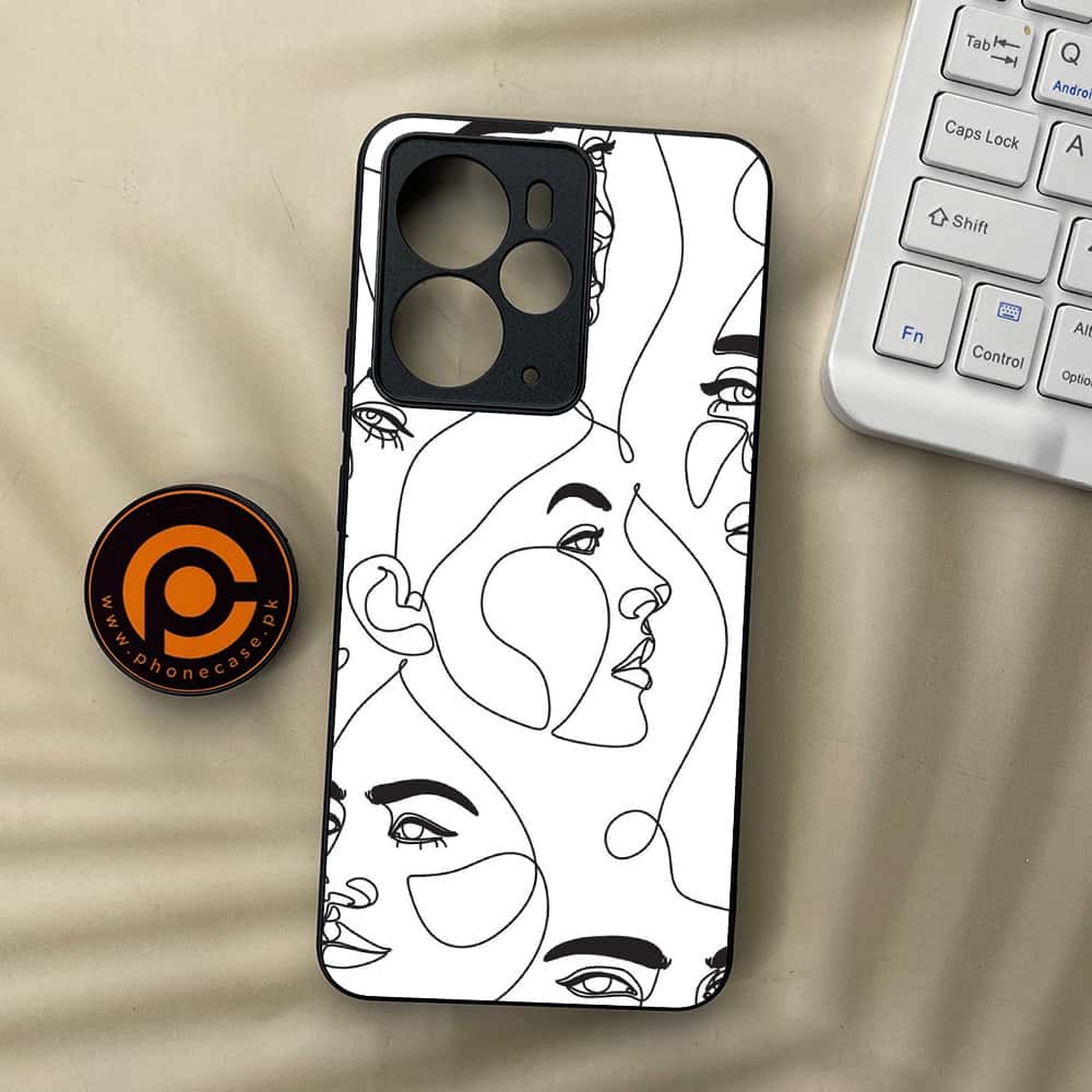 Realme 14 5G - Girls Line Art Series - Premium Metal Printed soft Bumper Shock Proof Case