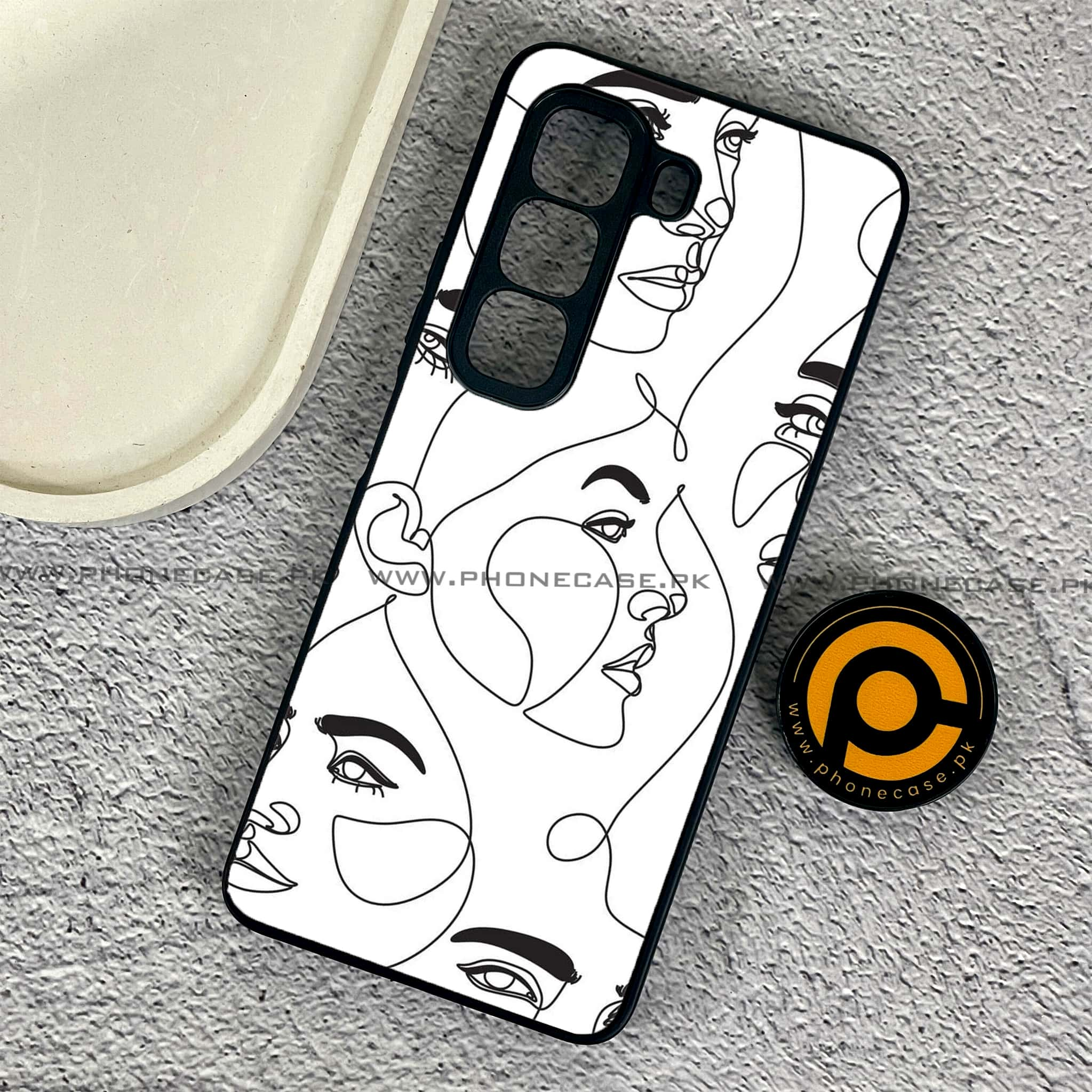 Infinix Hot 50 Pro - Girls Line Art Series - Premium Printed Glass soft Bumper shock Proof Case