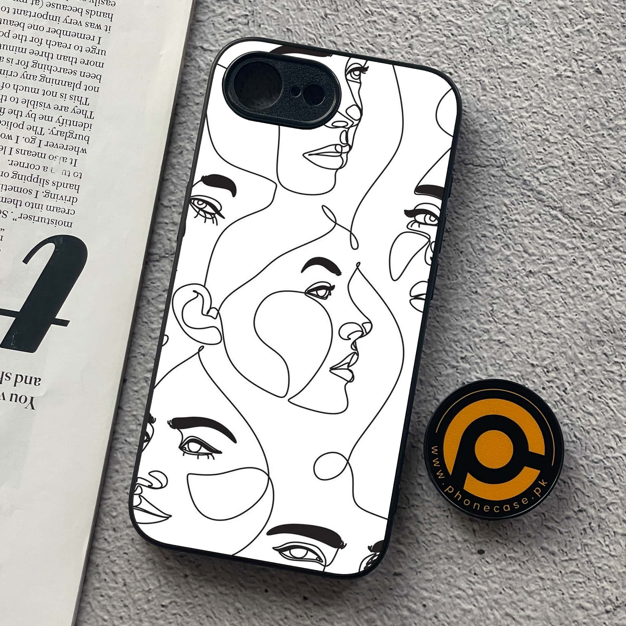 iPhone 16e - Girls Line Art Series - Premium Metal  Printed soft Bumper shock Proof Case
