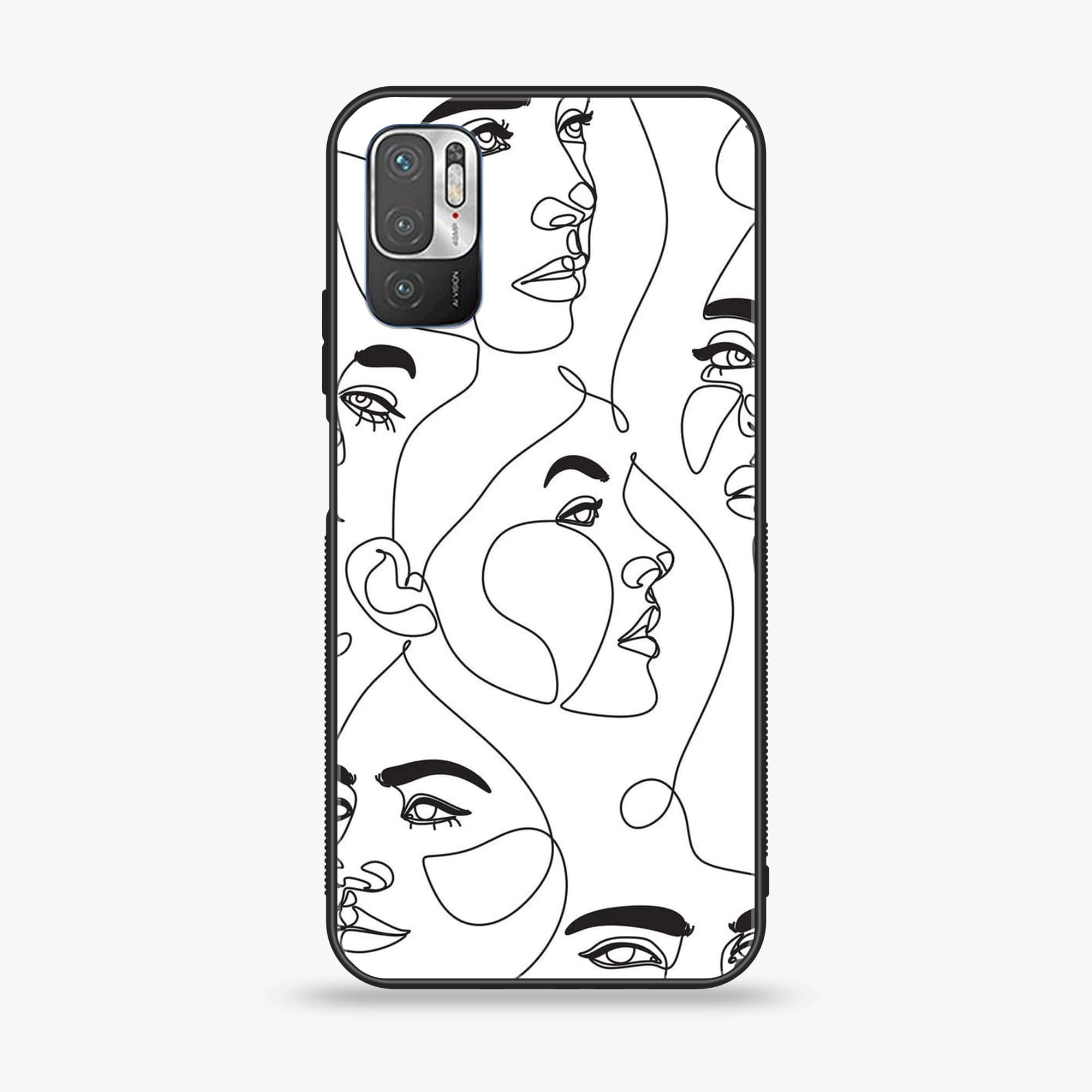 Xiaomi Redmi Note 10 5G - Girls Line Art Series - Premium Printed Glass soft Bumper shock Proof Case