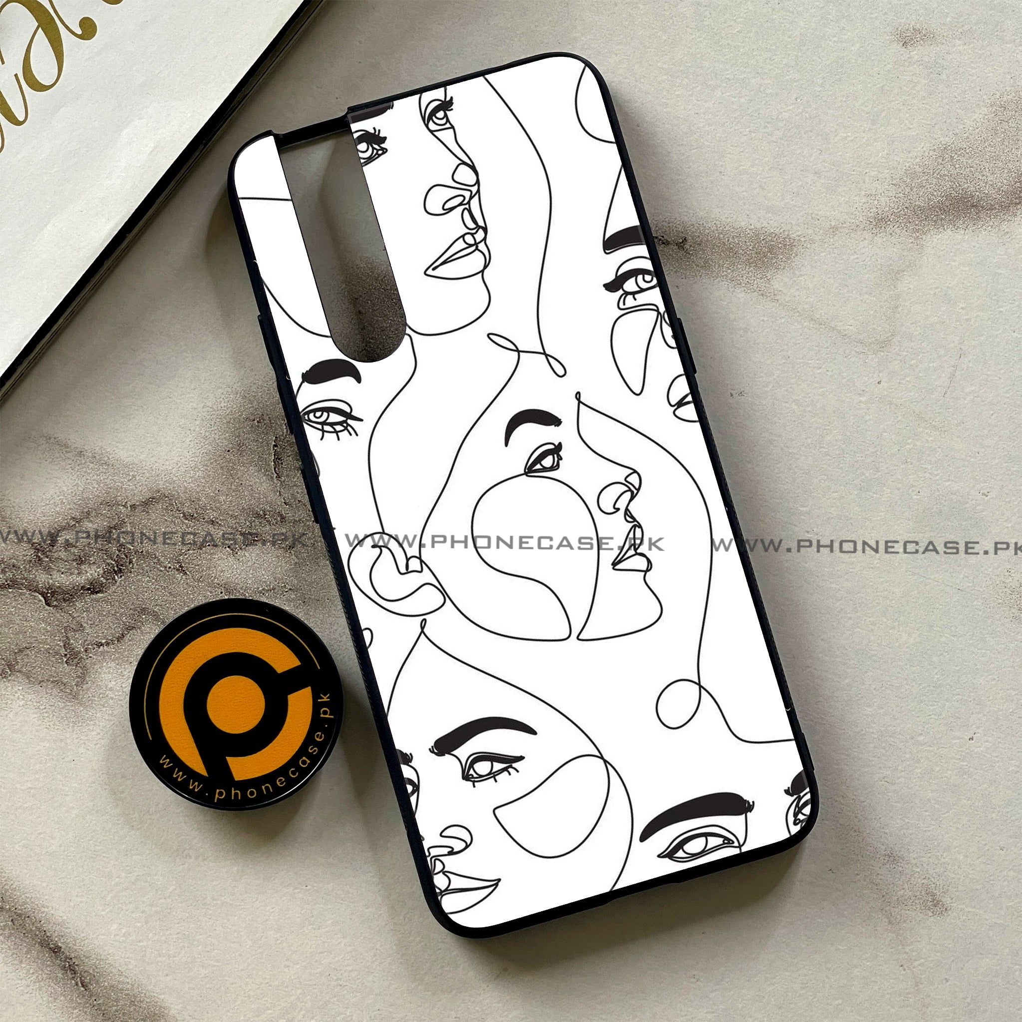 Vivo V15 Pro - Girls Line Art Series - Premium Printed Glass soft Bumper shock Proof Case