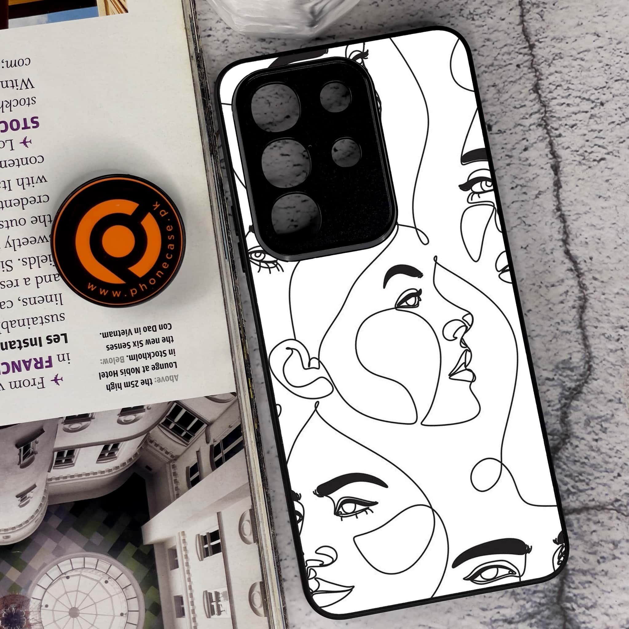 Vivo Y29 4G - Girls Line Art Series - Premium Metal Printed soft Bumper Shock Proof Case