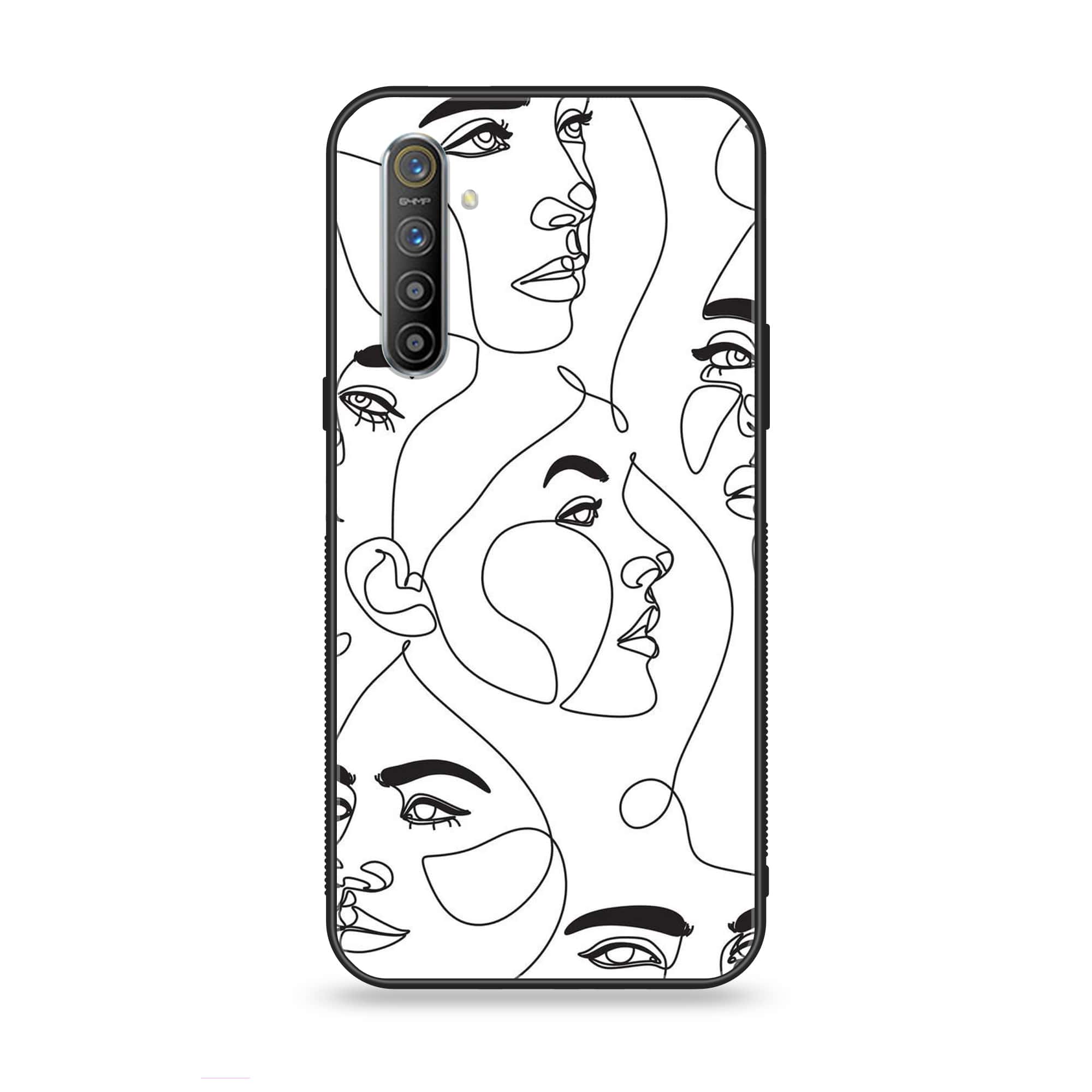 Realme XT - Girls Line Art Series - Premium Printed Glass soft Bumper shock Proof Case