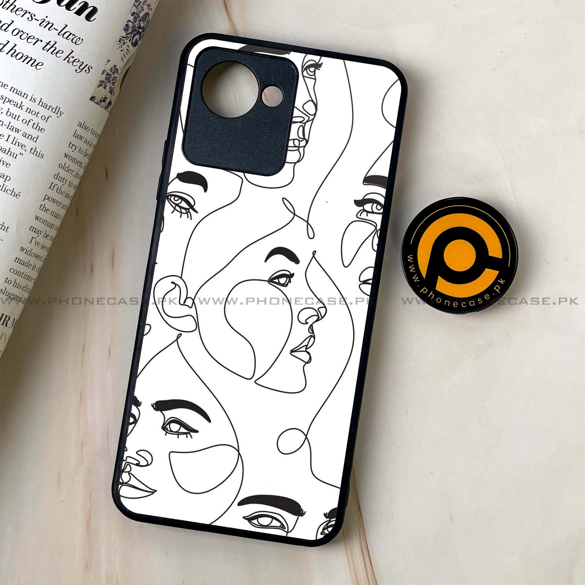 Realme C30 - Girls Line Art Series - Premium Printed Glass soft Bumper shock Proof Case