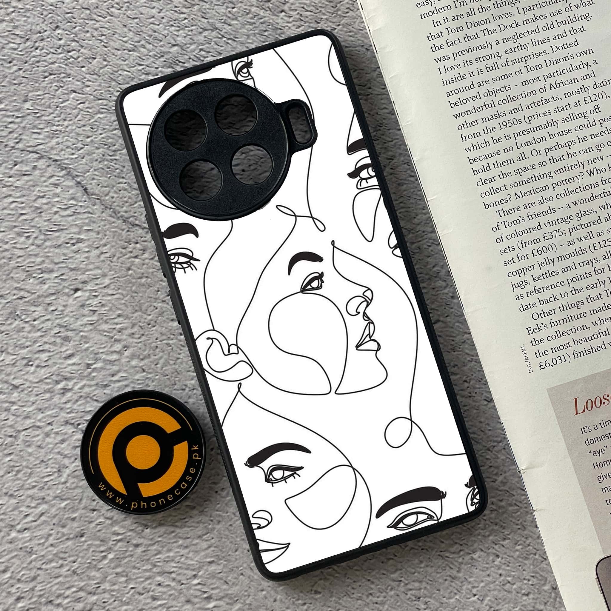 Tecno Spark 20 pro plus - Girls Line Art Series - Premium Printed Glass soft Bumper shock Proof Case