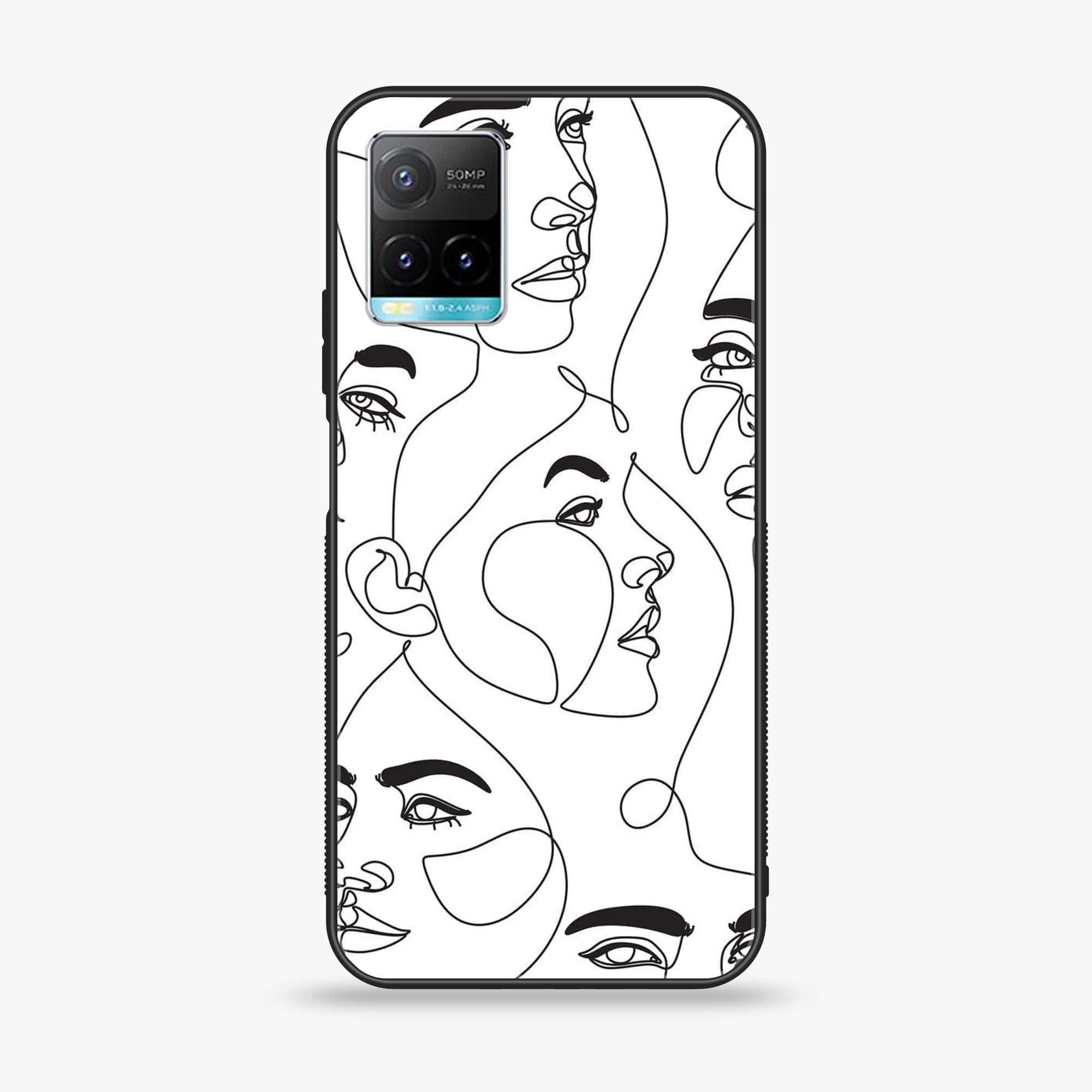 Vivo Y33T - Girl line Art Series - Premium Printed Glass soft Bumper shock Proof Case