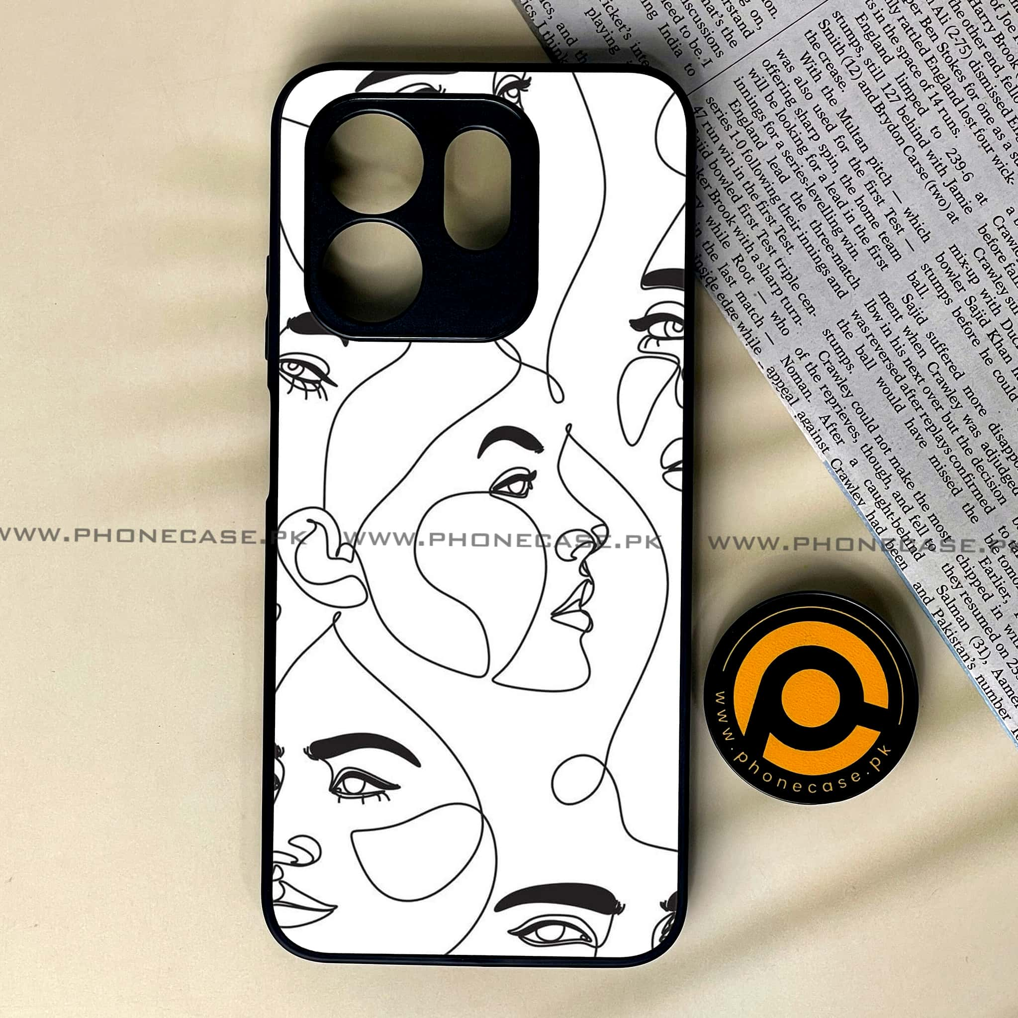 Infinix Hot 50i - Girls Line Art Series - Premium Printed Glass soft Bumper shock Proof Case