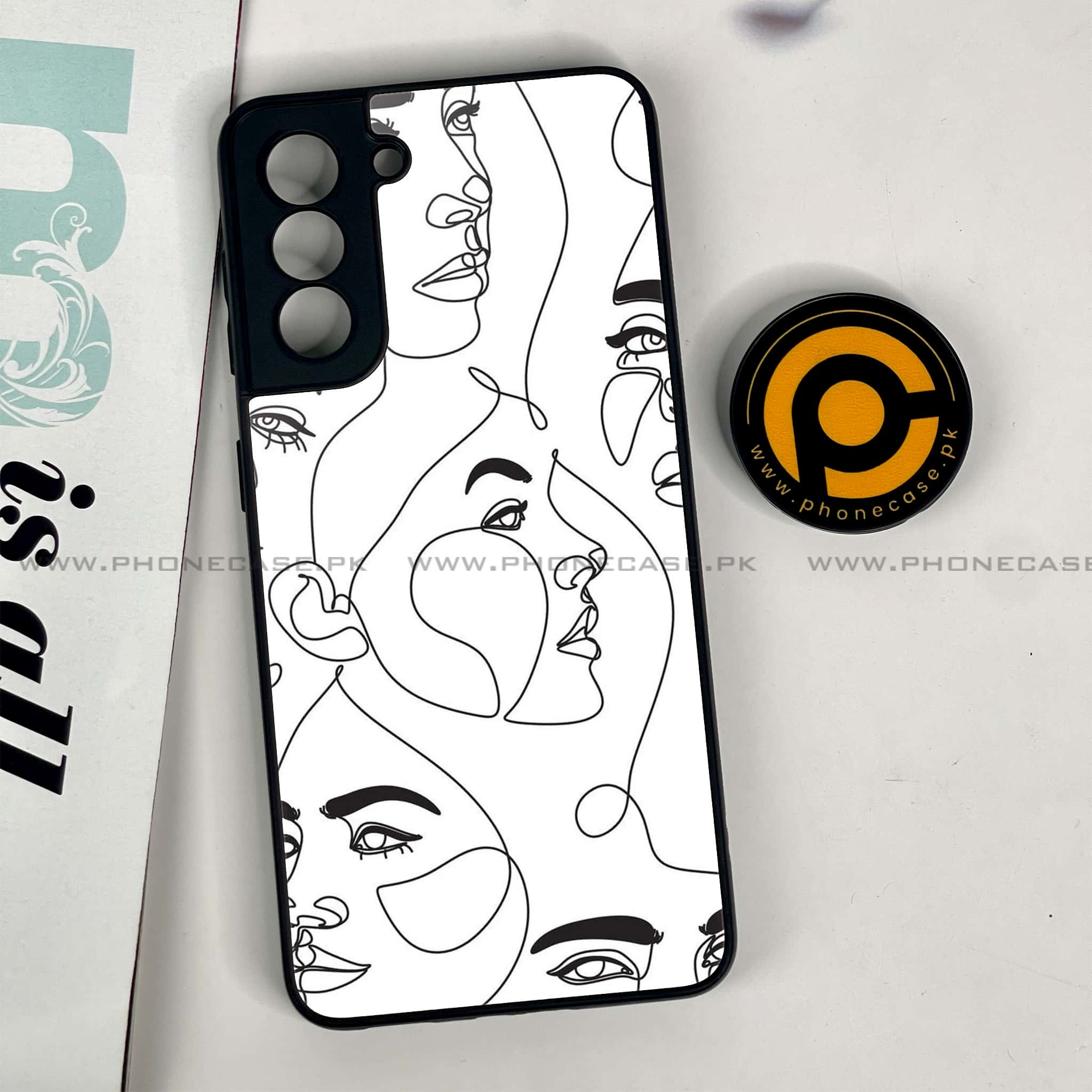 Samsung Galaxy S21 - Girl Line Art Series - Premium Printed Glass soft Bumper shock Proof Case