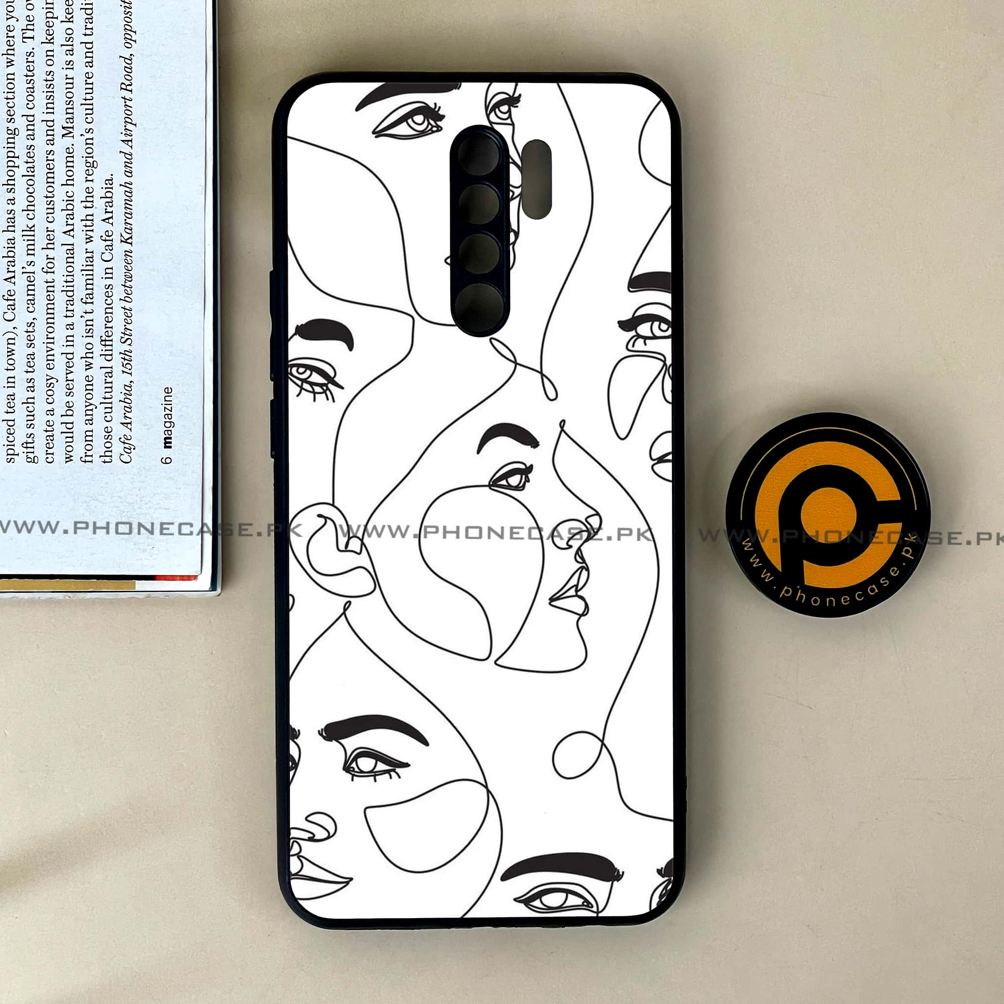 Xiaomi Redmi 9 - Girls Line Art Series - Premium Printed Glass soft Bumper shock Proof Case