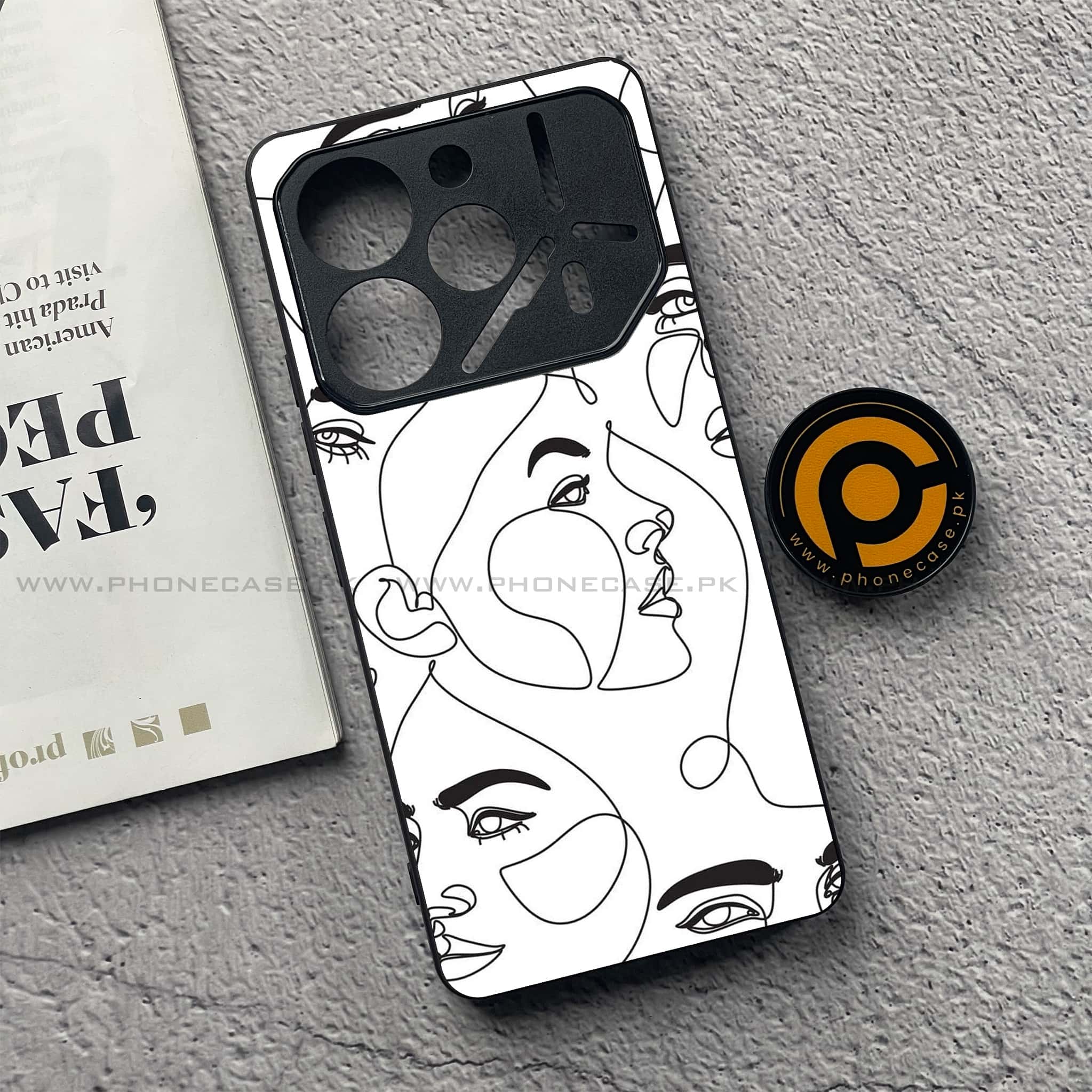 Tecno Pova 6 - Girls Line Art Series - Premium Printed Glass soft Bumper shock Proof Case