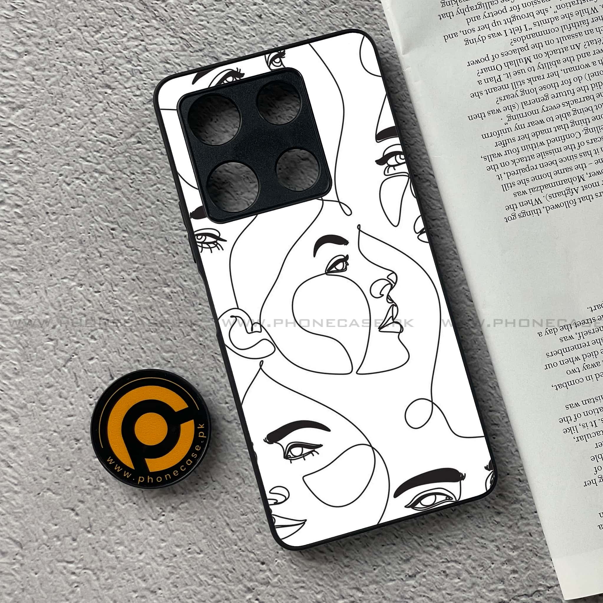 Infinix Note 30 Pro - Girls Line Art Series - Premium Metal Printed soft Bumper shock Proof Case