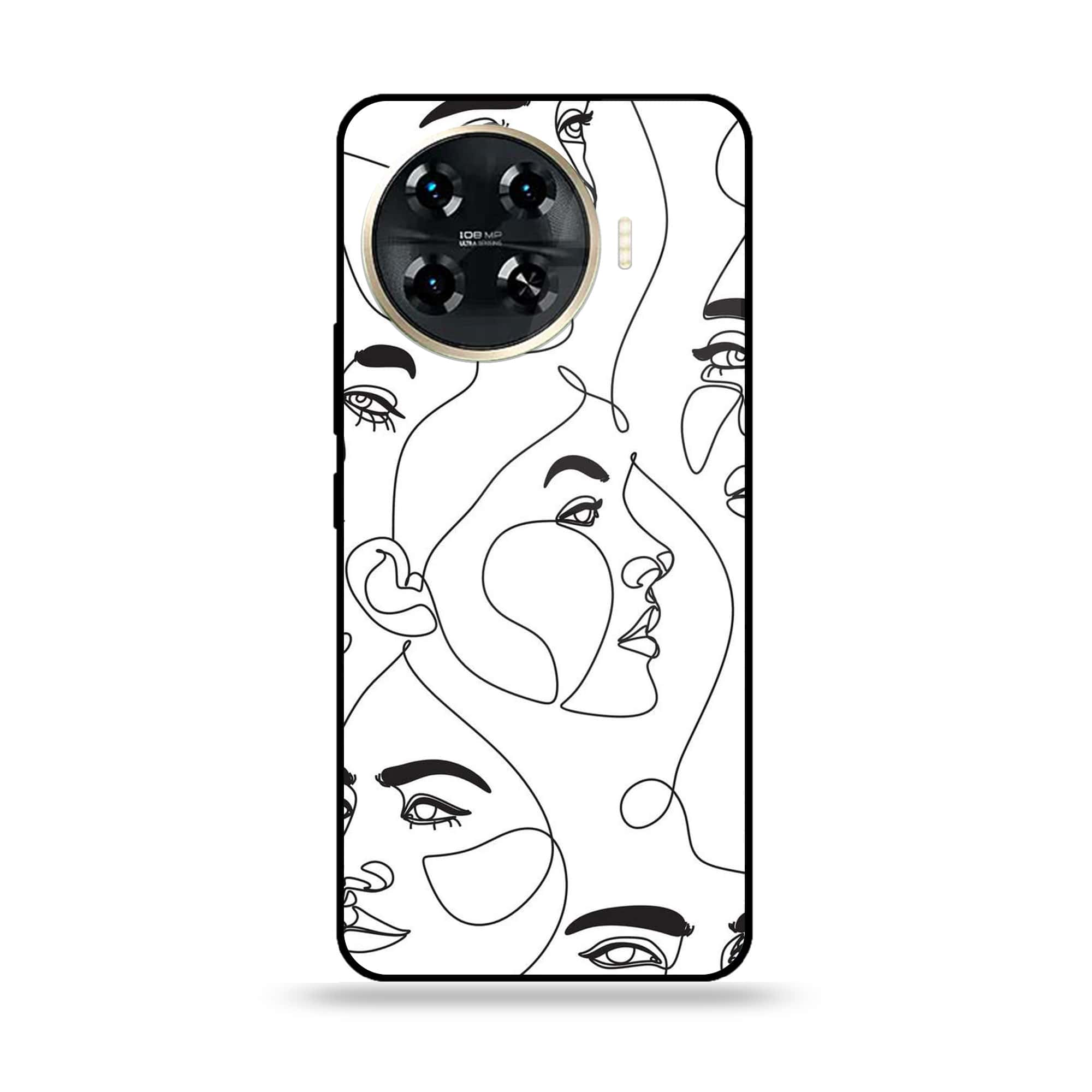 Tecno Spark 20 pro plus - Girls Line Art Series - Premium Printed Glass soft Bumper shock Proof Case