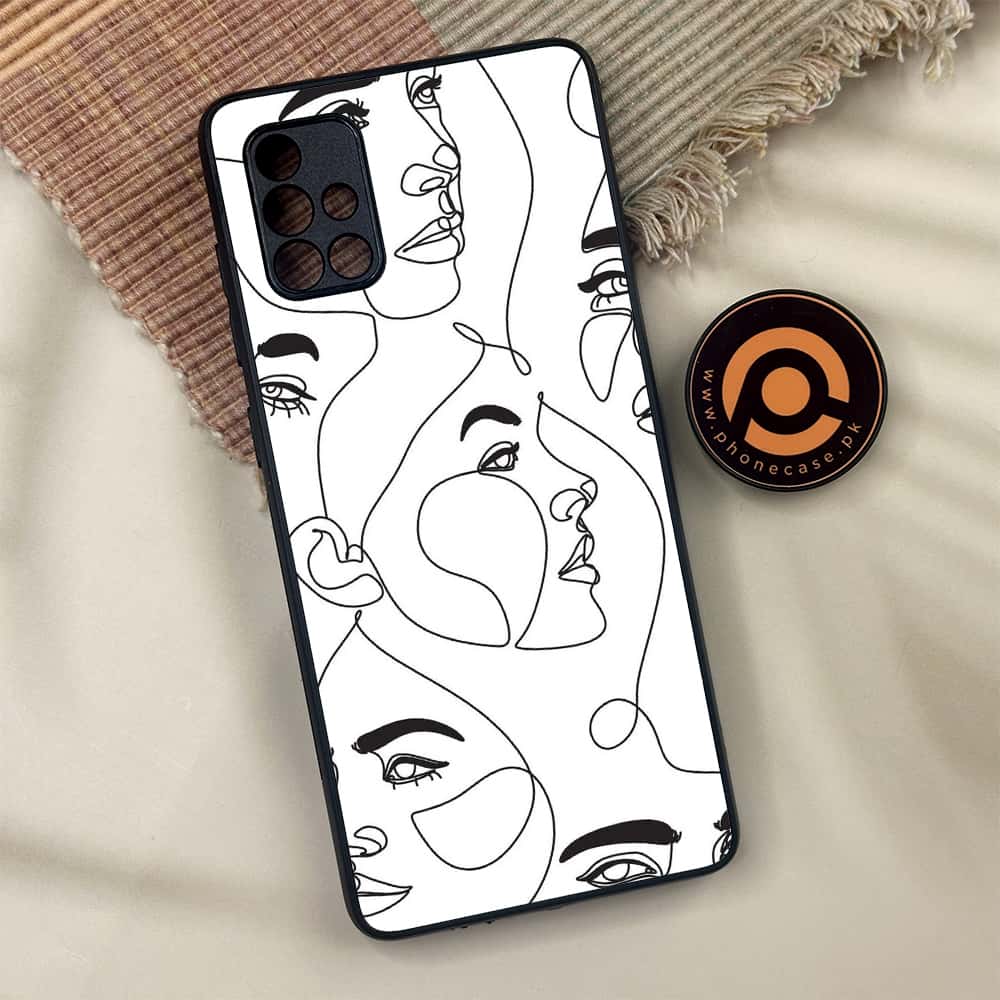 Samsung Galaxy A71 -  Girl Line Art Series - Premium Metal Printed soft Bumper shock Proof Case