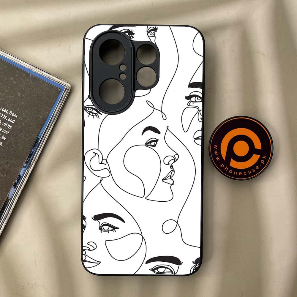 Vivo X200 FE - Girls Line Art Series - Premium Metal Printed soft Bumper Shock Proof Case