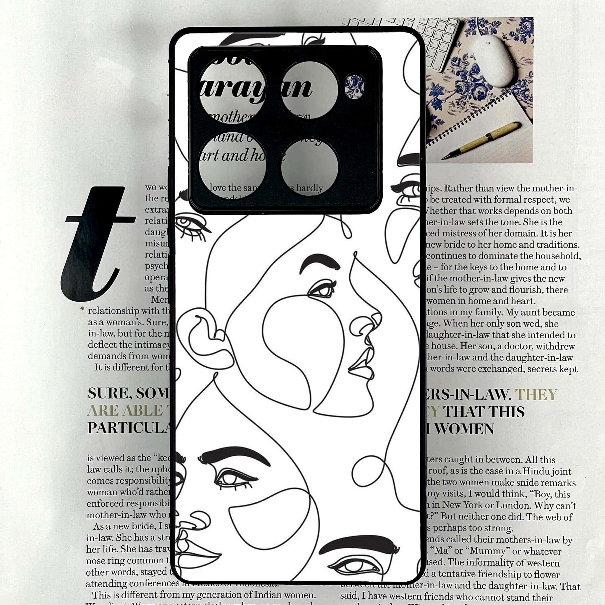 Infinix Note 40 Pro Plus - Girls Line Art Series - Premium Metal Printed soft Bumper shock Proof Case