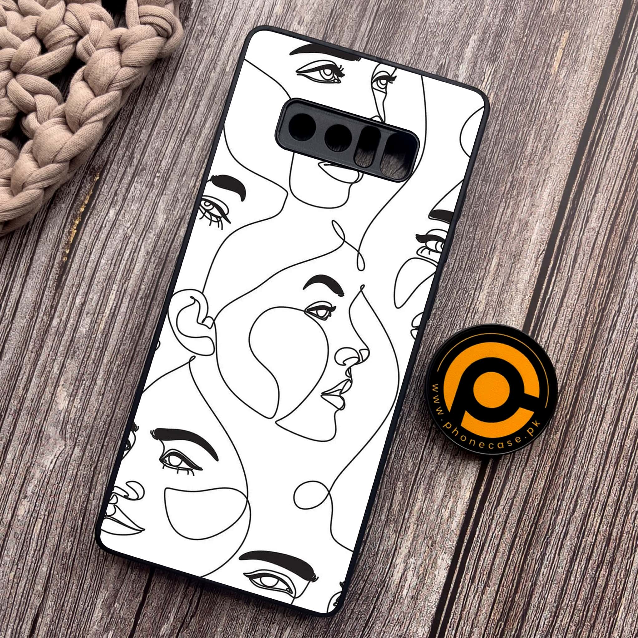 Samsung Galaxy Note 8 Girl line Art  Series Premium Metal Printed soft Bumper shock Proof Case