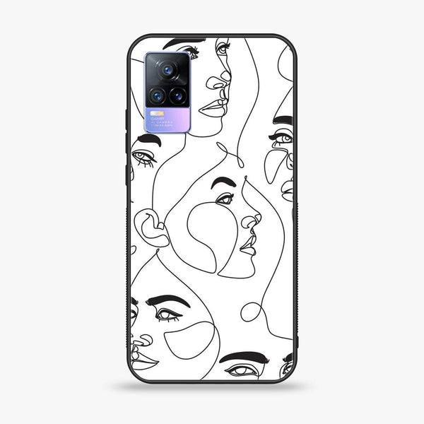 Vivo V21e - Girls Line Art Design 7 - Premium Printed Glass soft Bumper shock Proof Case CS-13774