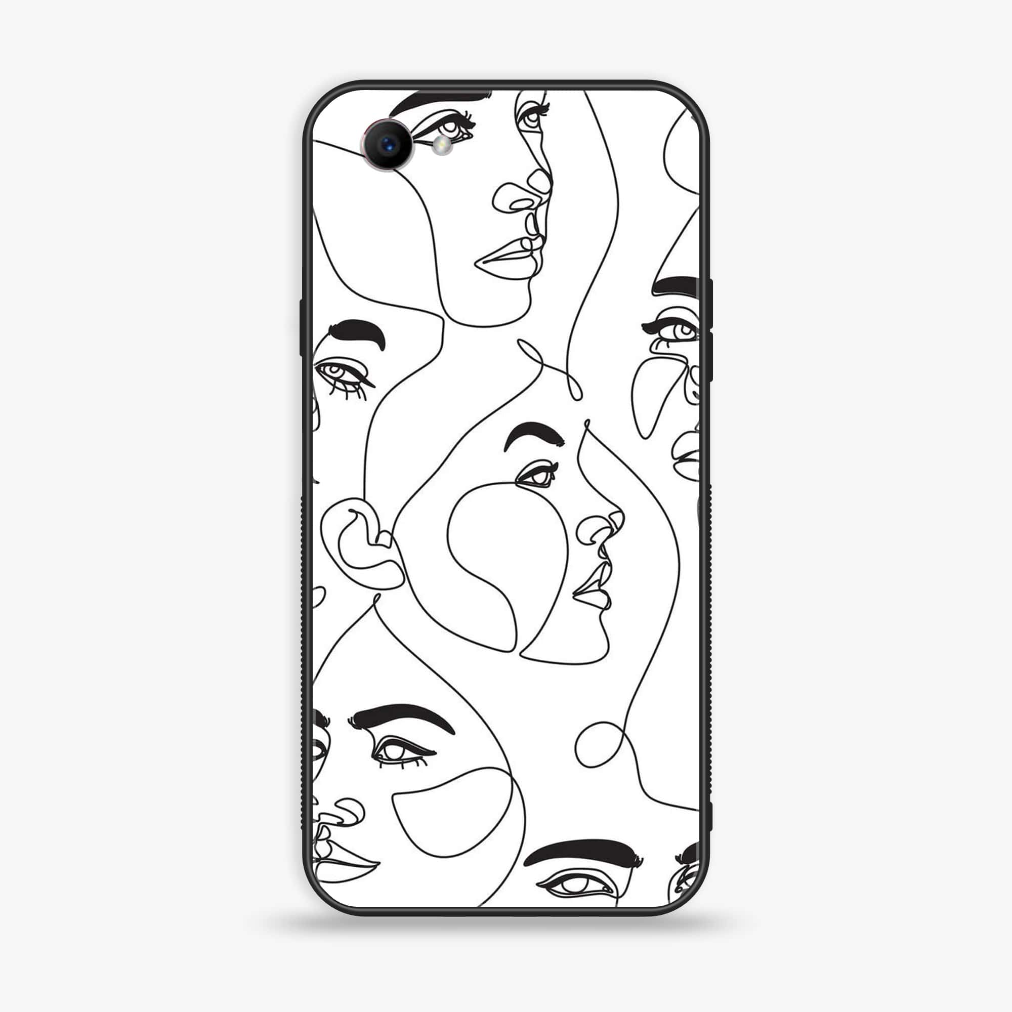 Oppo F7 Youth - Girls Line Art Series - Premium Printed Glass soft Bumper shock Proof Case