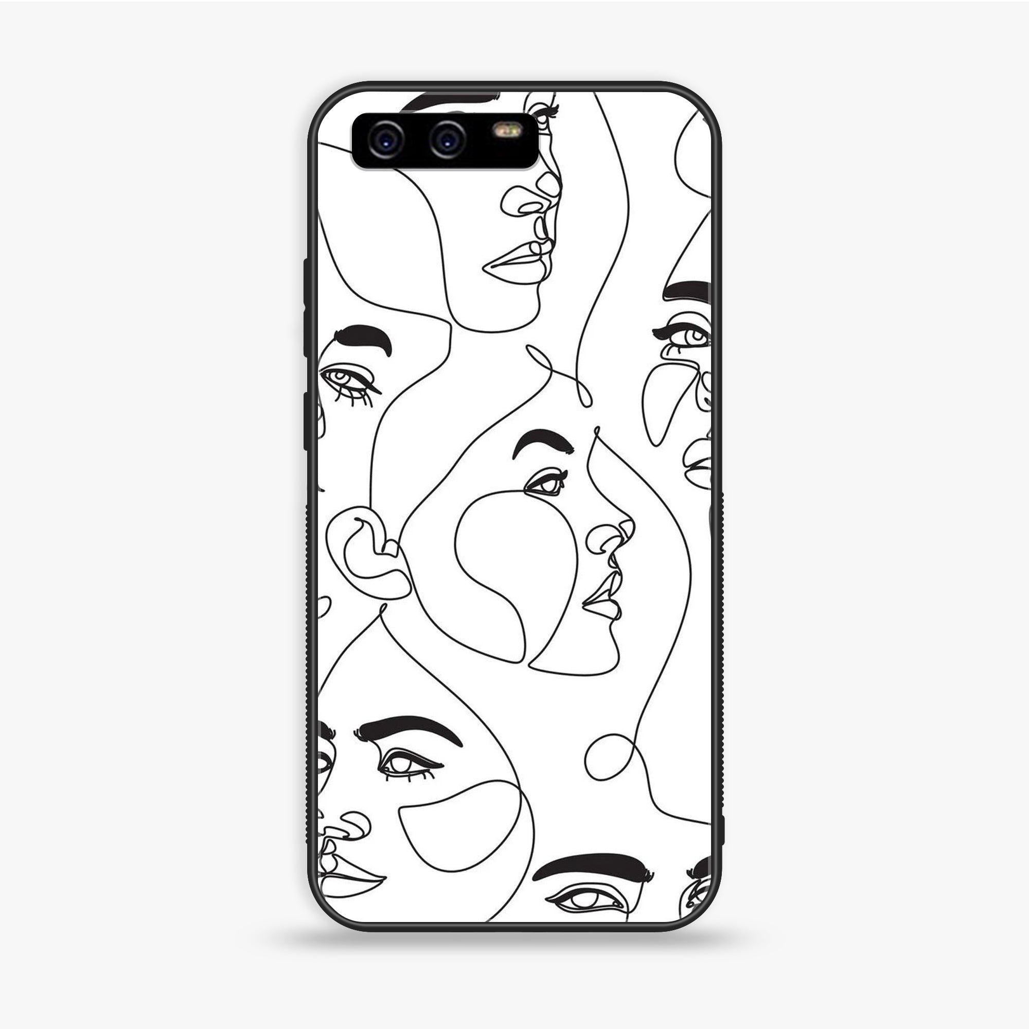 Huawei P10 Plus - Girls Line Art Series - Premium Printed Glass soft Bumper shock Proof Case