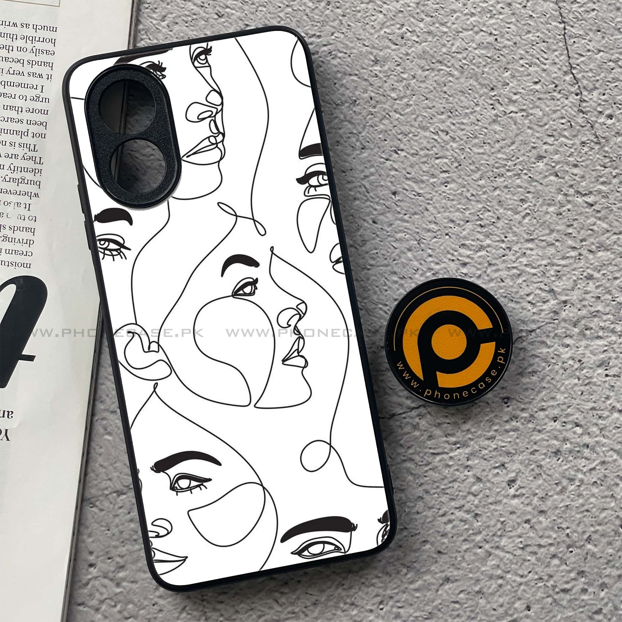 Oppo A38 4G - Girls Line Art Series - Premium Printed Metal soft Bumper shock Proof Case