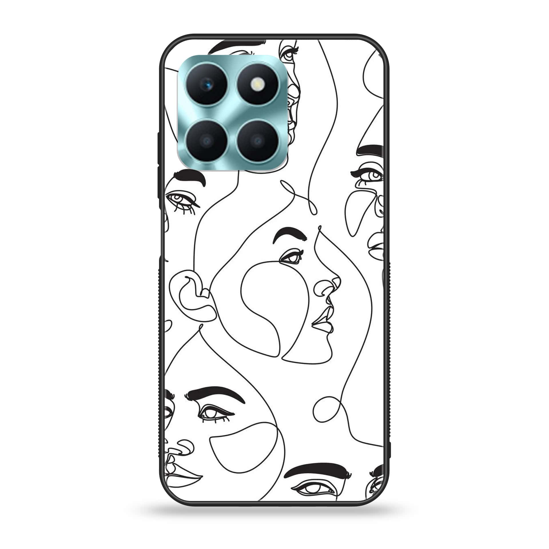 Honor X6a - Girls Line Art Series - Premium Printed Glass soft Bumper shock Proof Case