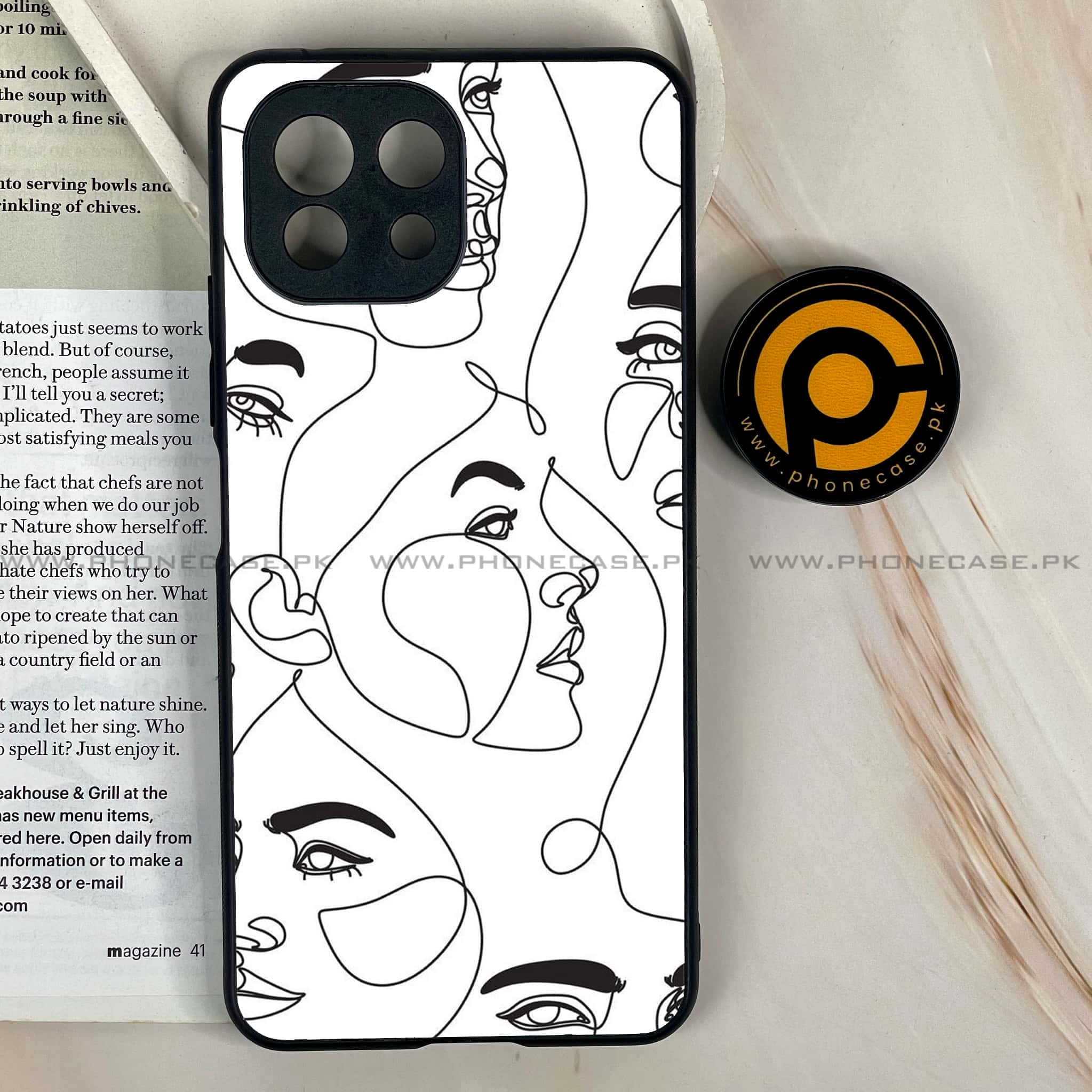 Mi 11 Lite - Girls Line Art Series - Premium Printed Glass soft Bumper shock Proof Case