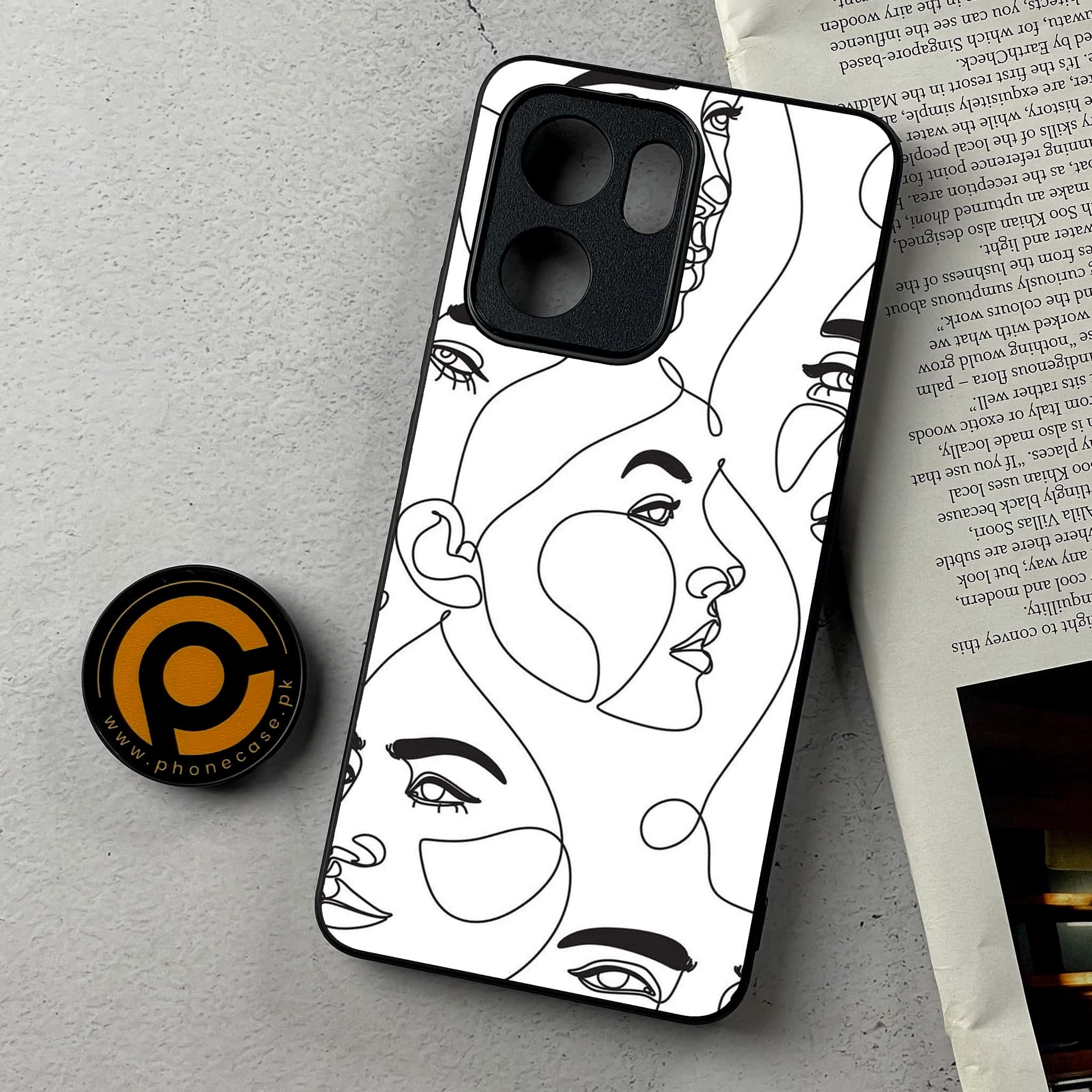 Oppo Reno 13F - Girls Line Art Series - Premium Metal Printed Soft Bumper Shockproof Case