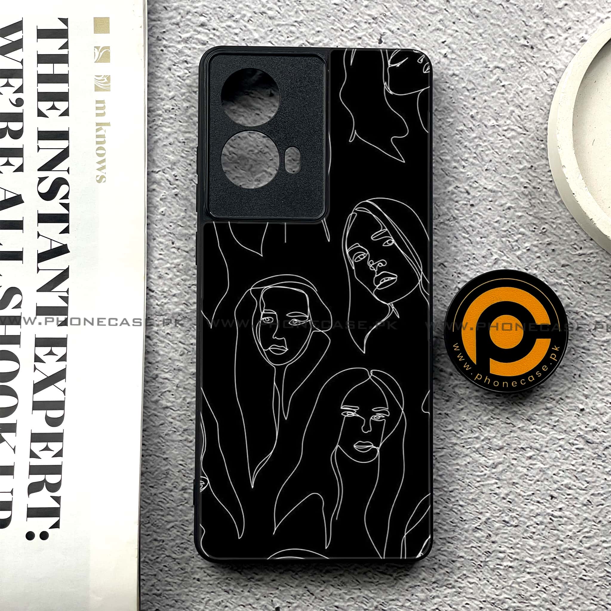 Moto G85 - Girls Line Art Series - Premium Printed Glass soft Bumper shock Proof Case
