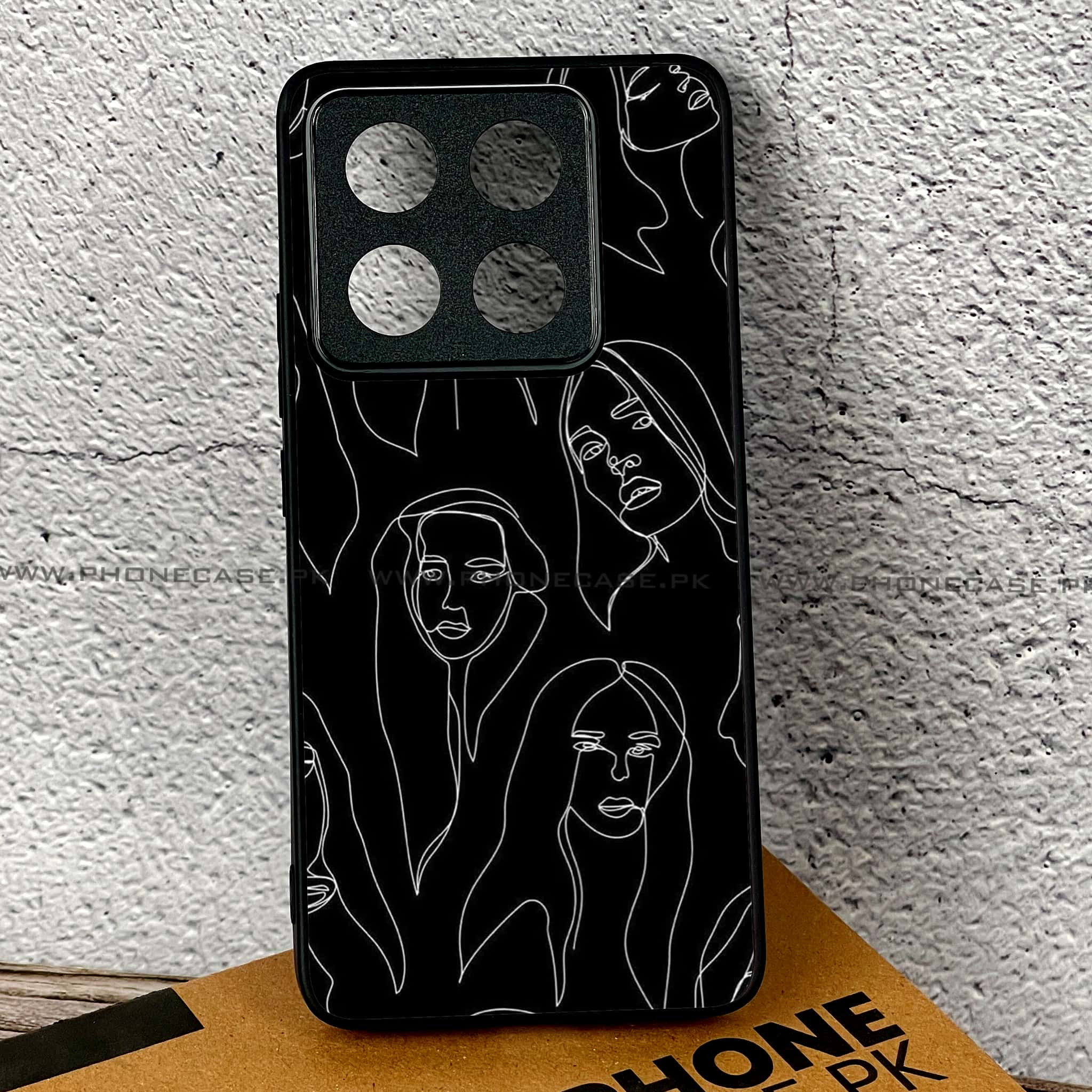 Xiaomi 14T Pro - Girls Line Art Series - Premium Printed Glass soft Bumper shock Proof Case