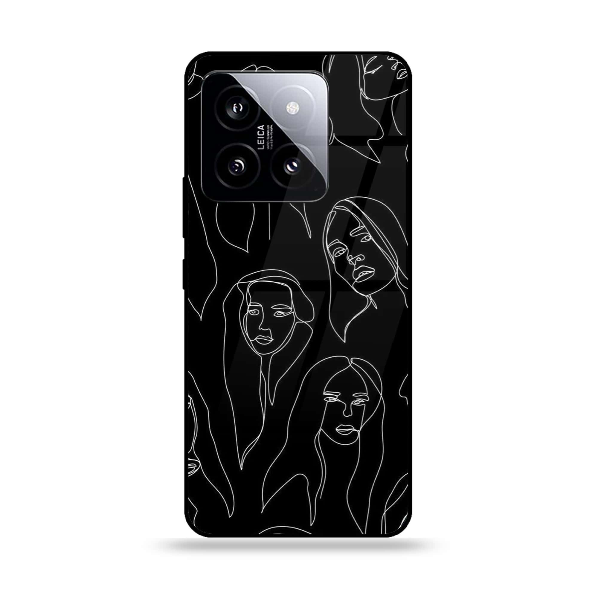 Xiaomi 14 - Girls Line Art Series - Premium Printed Glass soft Bumper shock Proof Case