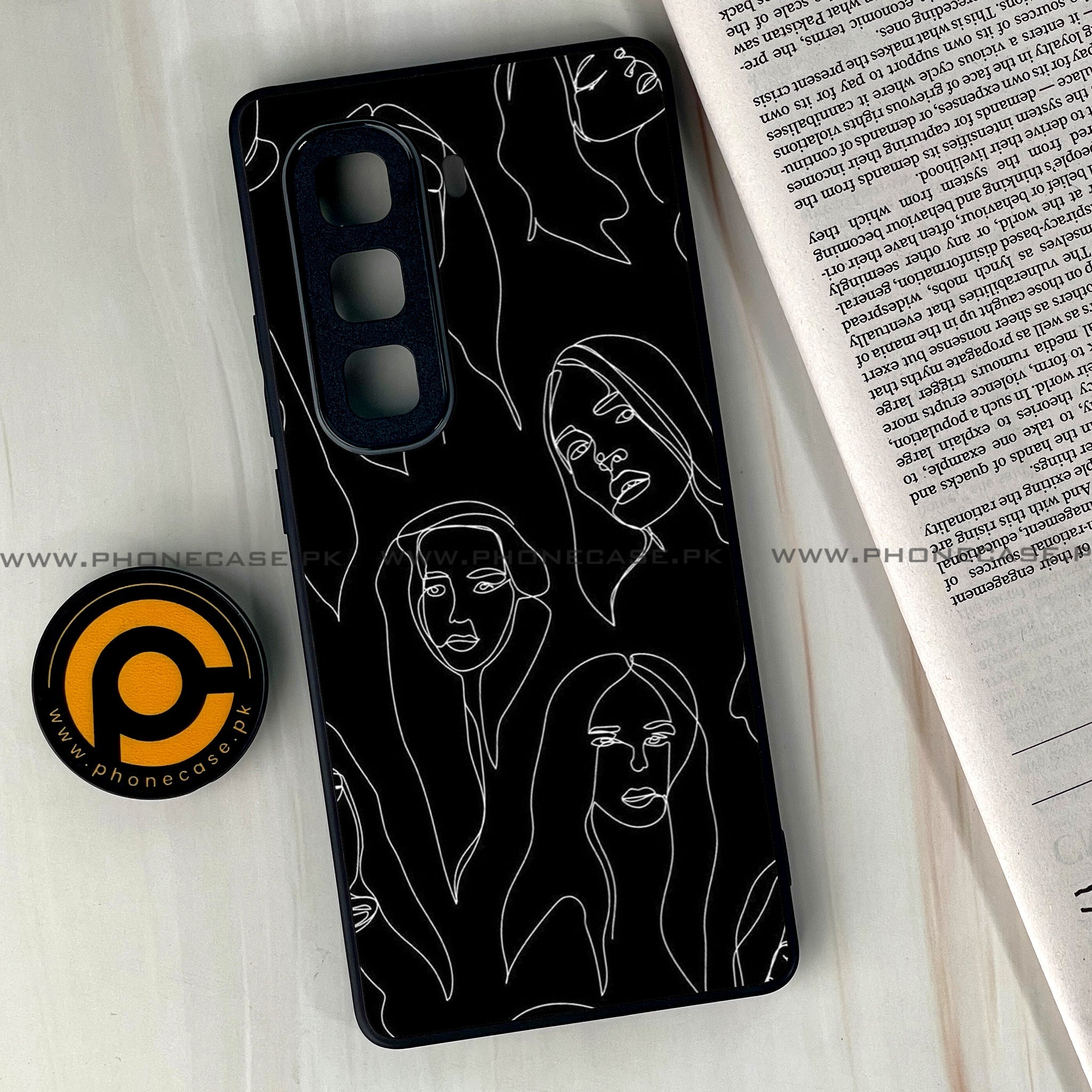 Infinix Hot 60 Pro Plus - Girls Line Art Series - Premium Metal Printed soft Bumper shock Proof Case