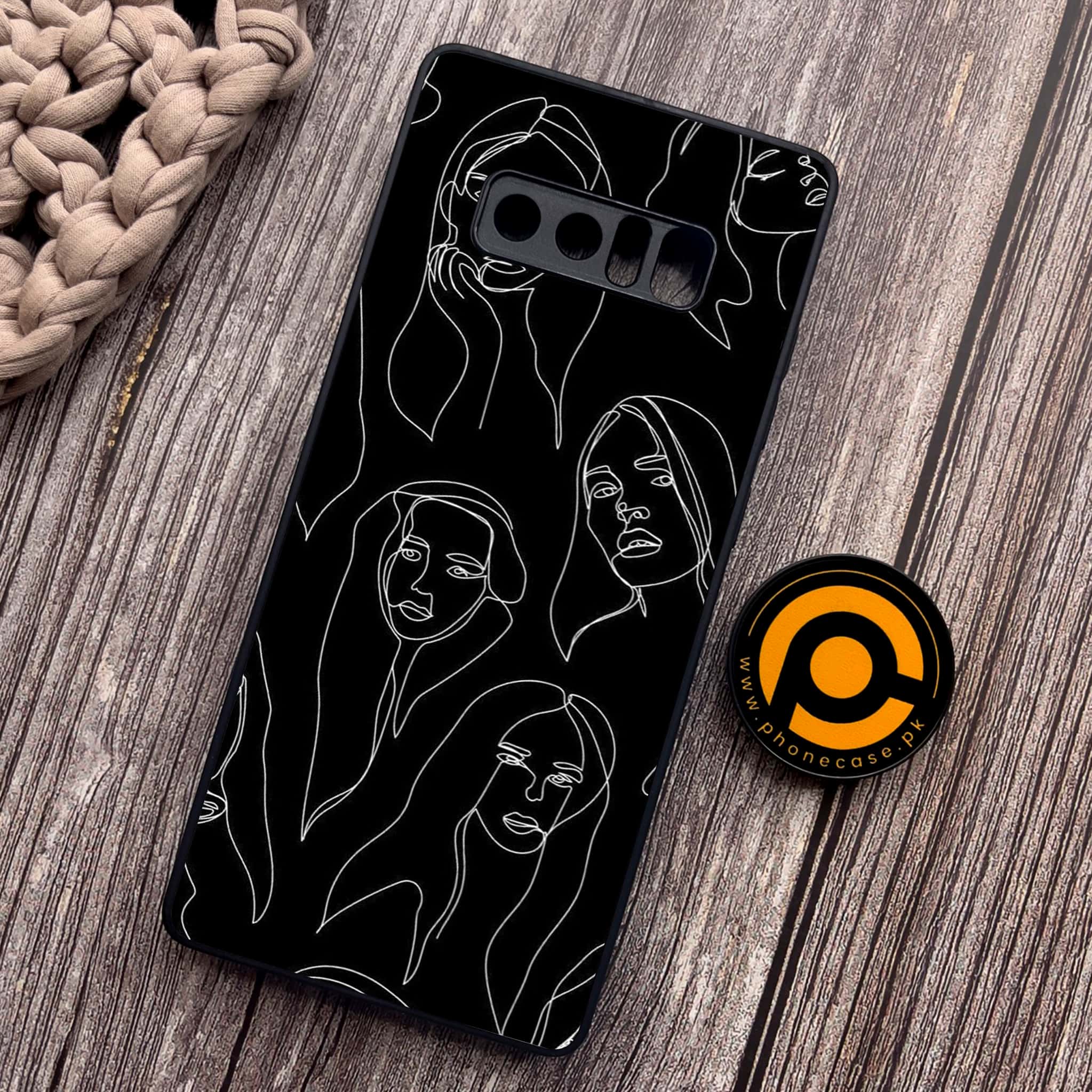 Samsung Galaxy Note 8 Girl line Art  Series Premium Metal Printed soft Bumper shock Proof Case