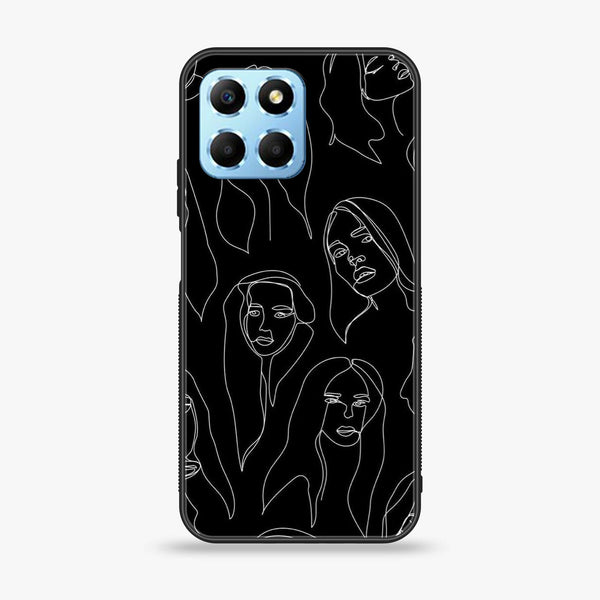 Honor X6 - Girls Line Art Design 8 - Premium Printed Glass soft Bumper shock Proof Case CS-23956