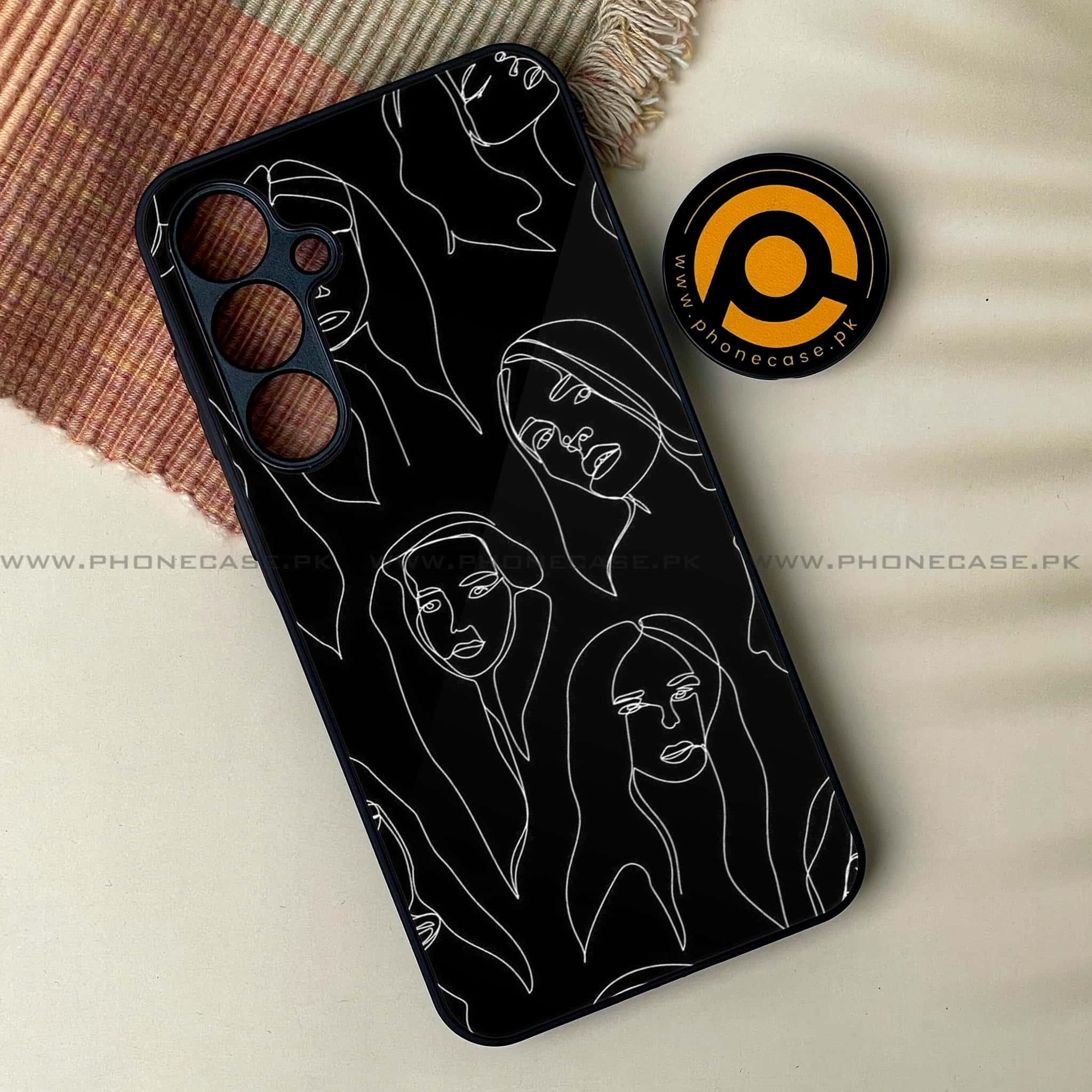 Samsung Galaxy M54 - Girls Line Art Series - Premium Printed Glass soft Bumper shock Proof Case