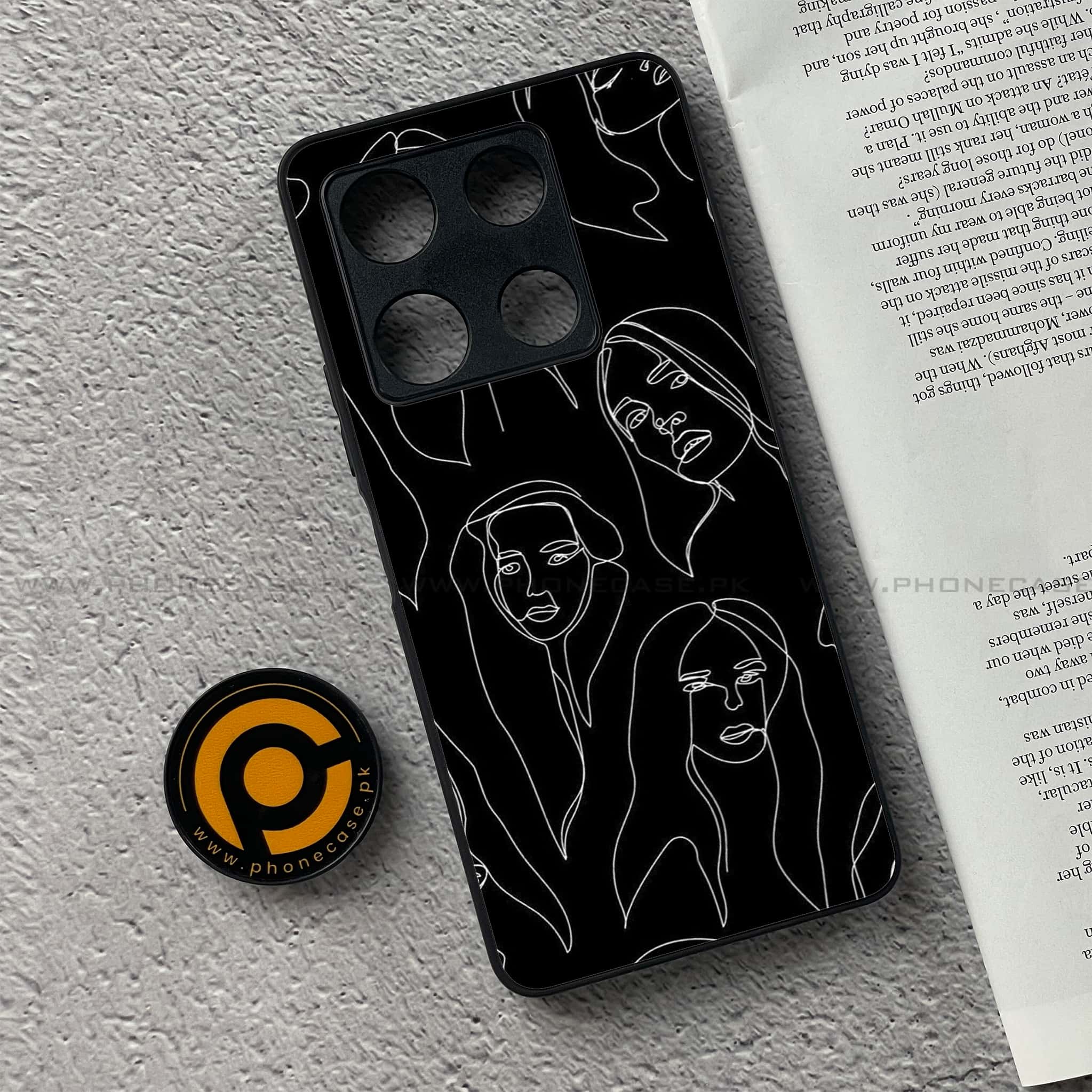Infinix Note 30 Pro - Girls Line Art Series - Premium Metal Printed soft Bumper shock Proof Case