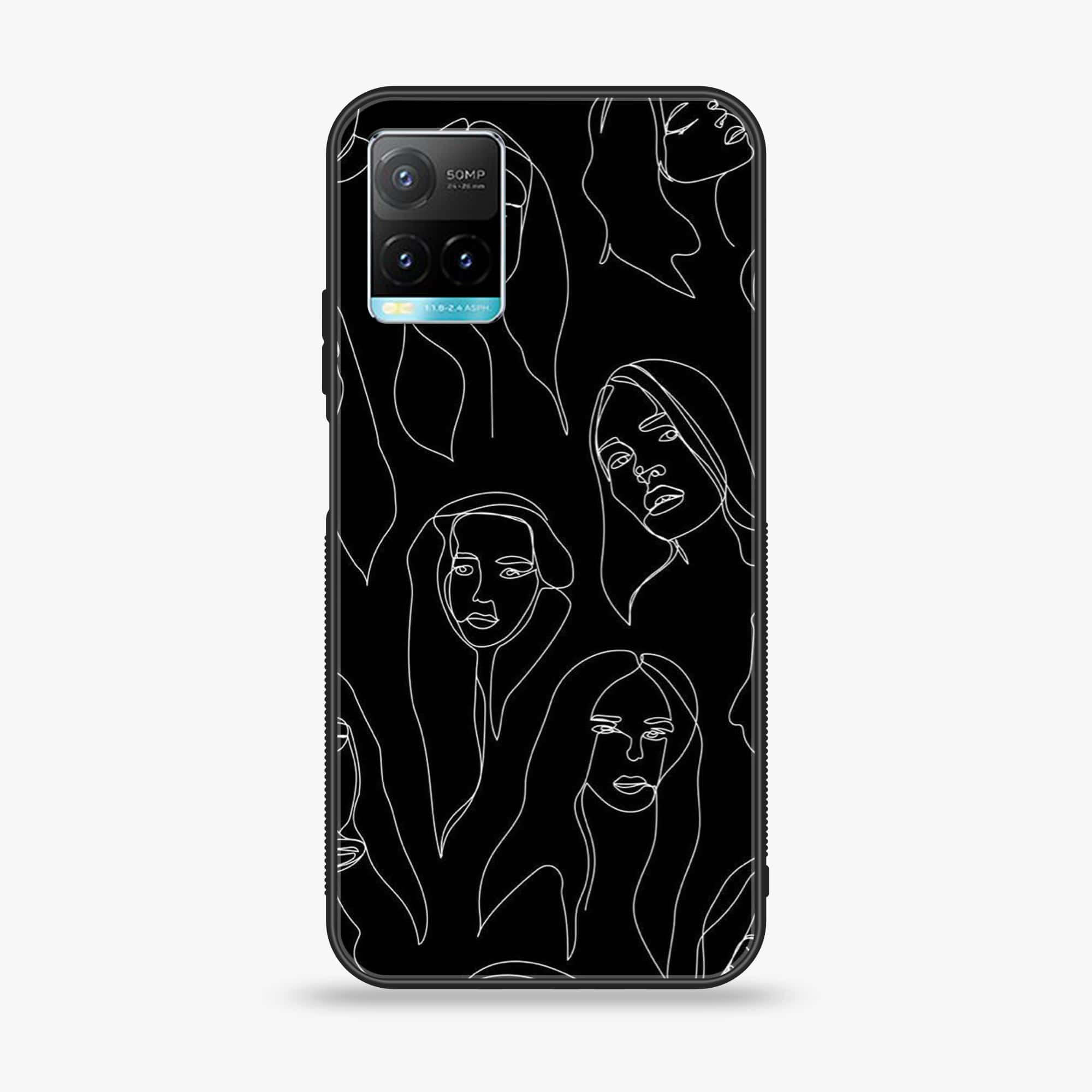 Vivo Y33T - Girl line Art Series - Premium Printed Glass soft Bumper shock Proof Case