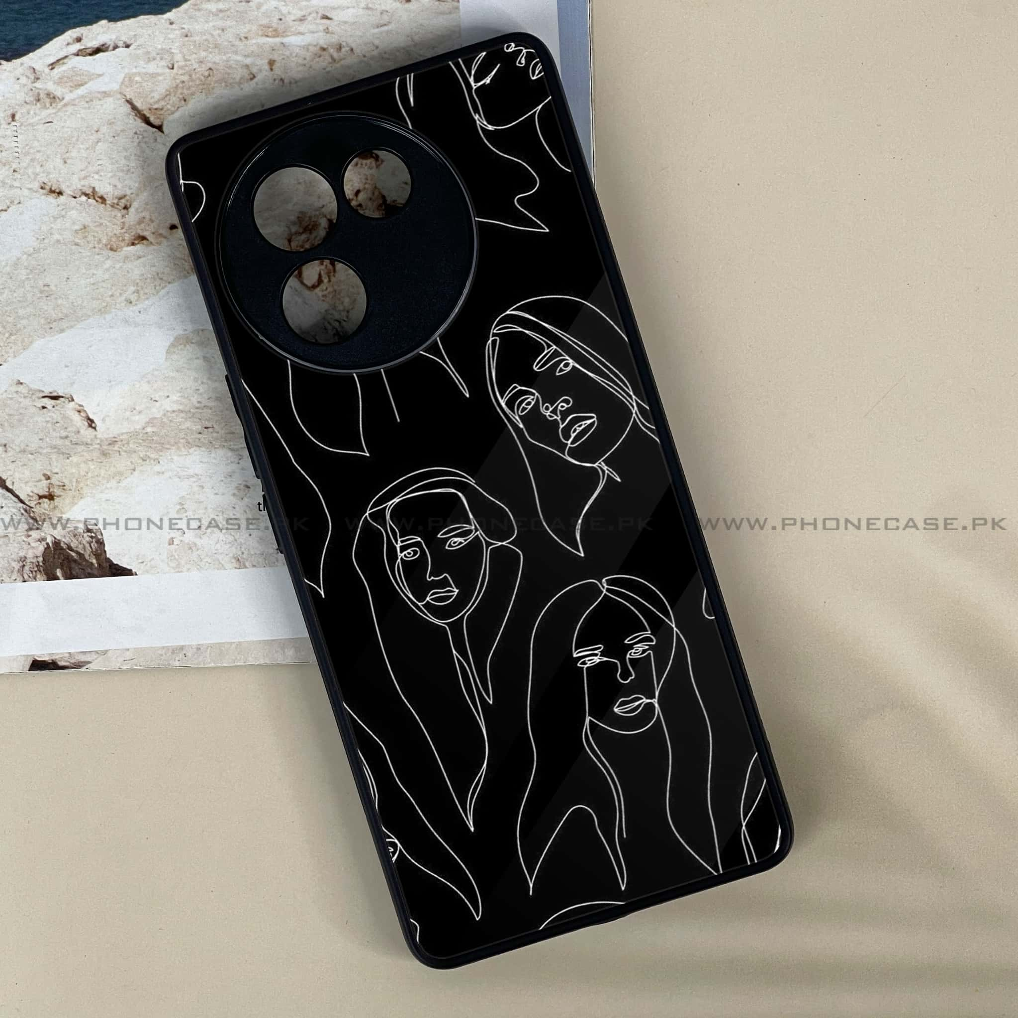 Vivo V30E - Girls Line Art Series - Premium Printed Metal soft Bumper shock Proof Case